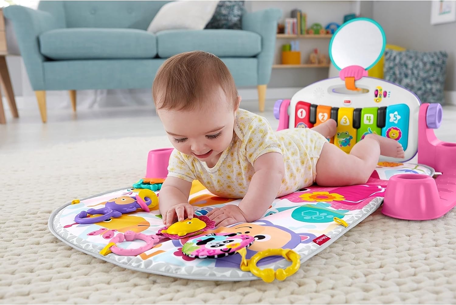 FISHER PRICE GIMNASIO DE LUJO PIANO PATADITAS ROSA