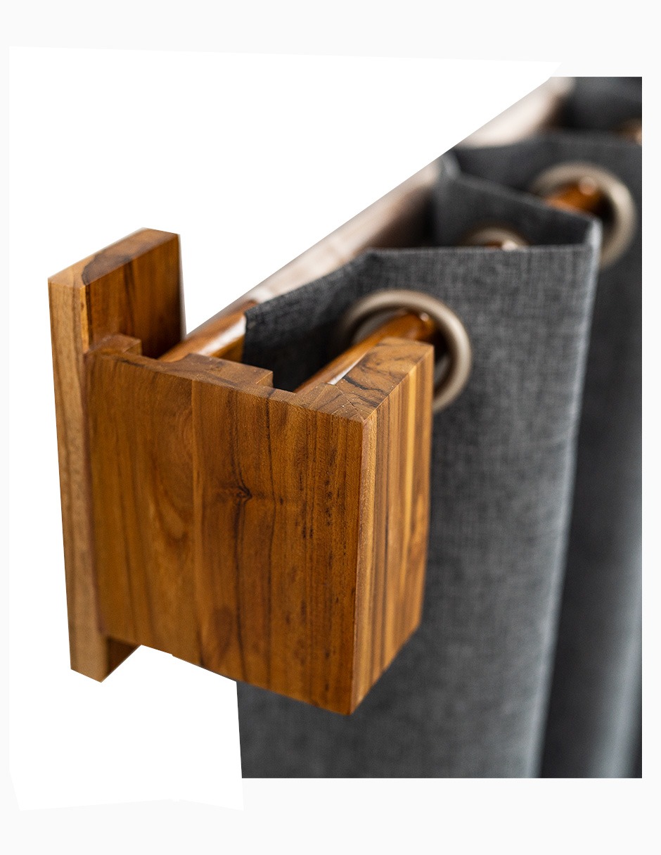 Cortinero Artesanal de Madera Riviera doble teka .