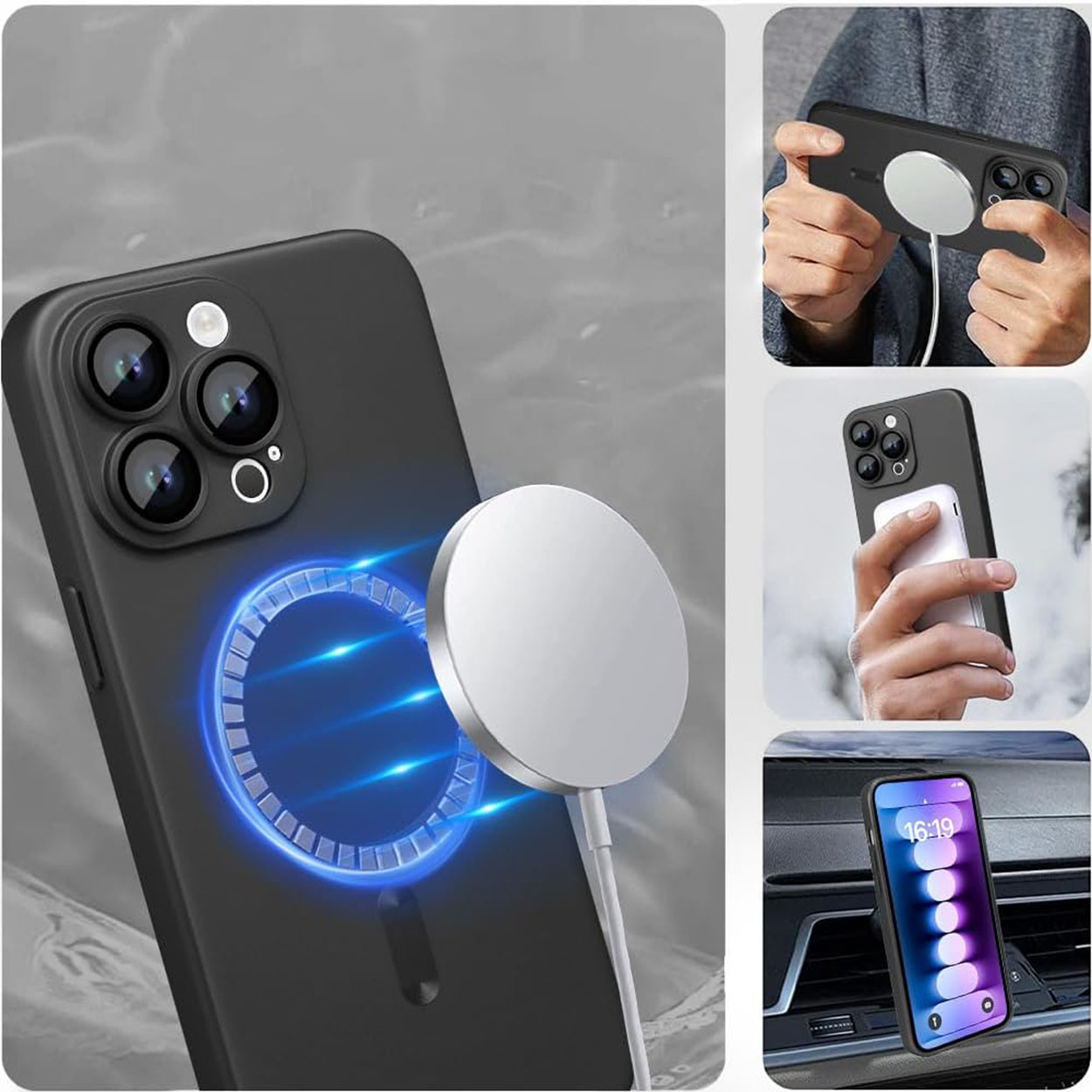 Funda Para iPhone 15 Pro Compatible Con Magsafe TPU Suave A Prueba De Golpes Protector Cámara Negro