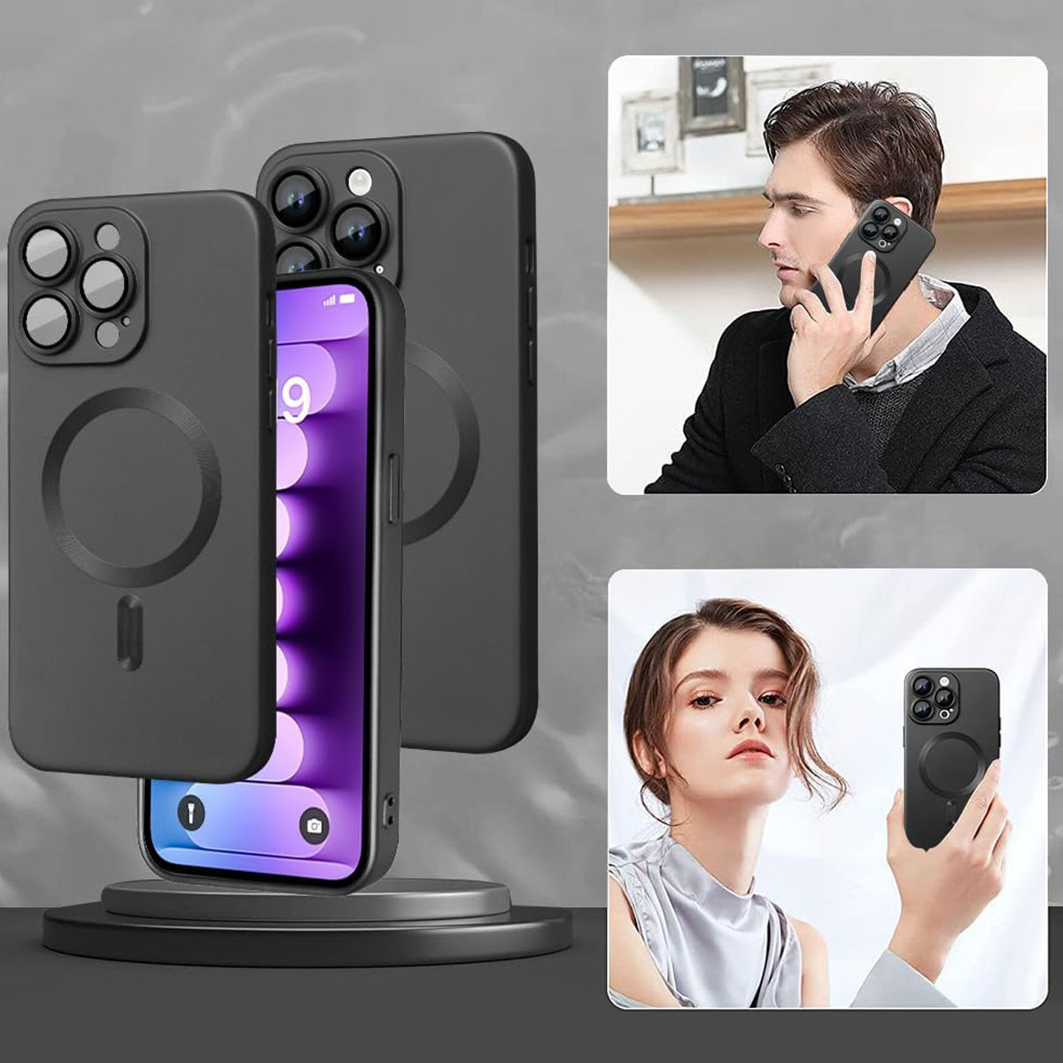 Funda Para iPhone 15 Pro Compatible Con Magsafe TPU Suave A Prueba De Golpes Protector Cámara Negro