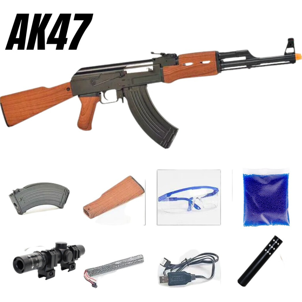 Ametralladora Automatica Ak47 Akm Blaster Juguete Hidrogel,Lanzador para exteriores de hidrogel,pistola de bolas de hidrogel,Juego de Equipo Disparo de Proyectiles de Hidrogel, Batería Recargable..