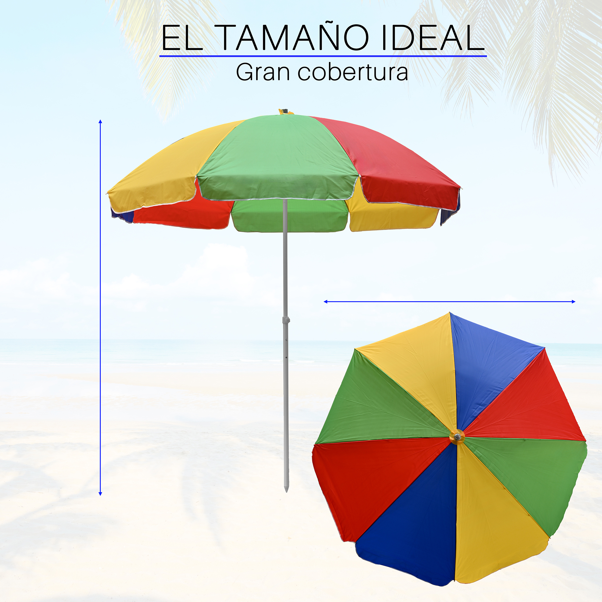 Sombrilla para Playa o Jardín con 2.4mts de Diámetro Funda Protección "UV"