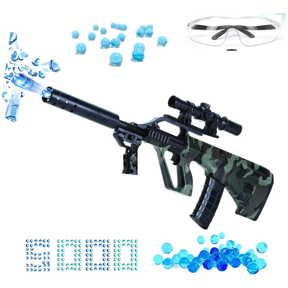 Pistola Eléctrica Automática Gel Blaster Aug Arma Hidrogel,Lanzador Eléctrico para Exteriores,Gel Blaster,Batería Recargable.