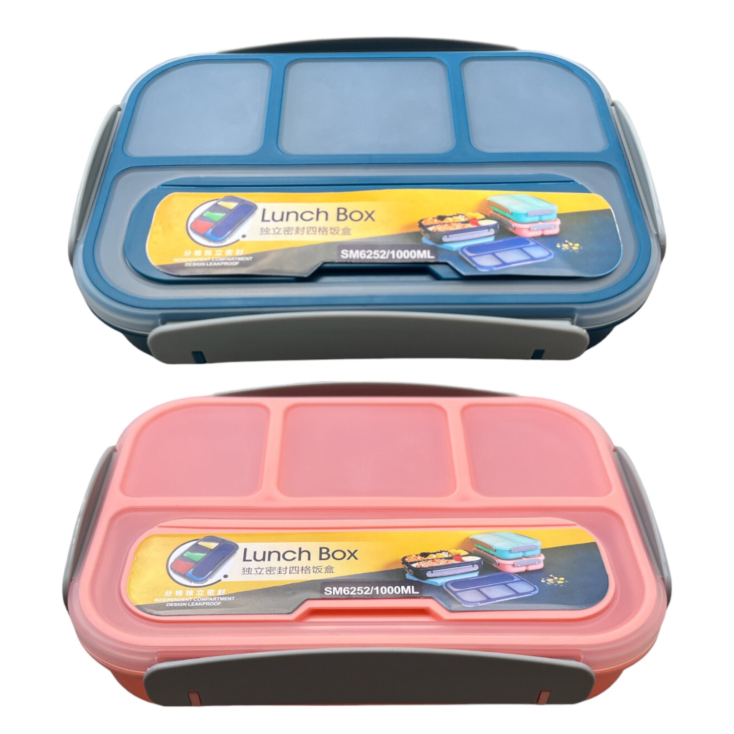 Contenedor Lonchera Lunch Box Topper Hermético (2 Pack Azul y Rosa).
