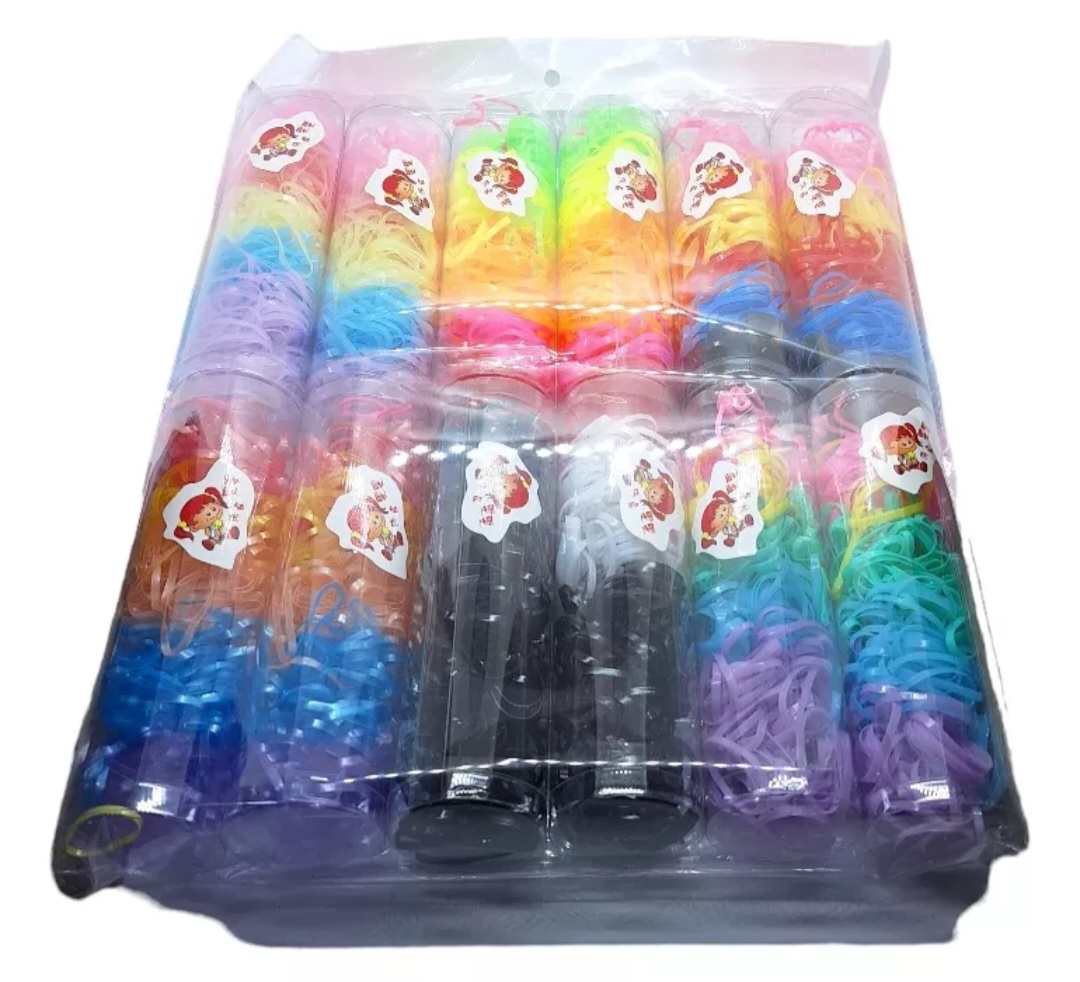 12 Tubos De Ligas Para peinar el Cabello de Color Surtido