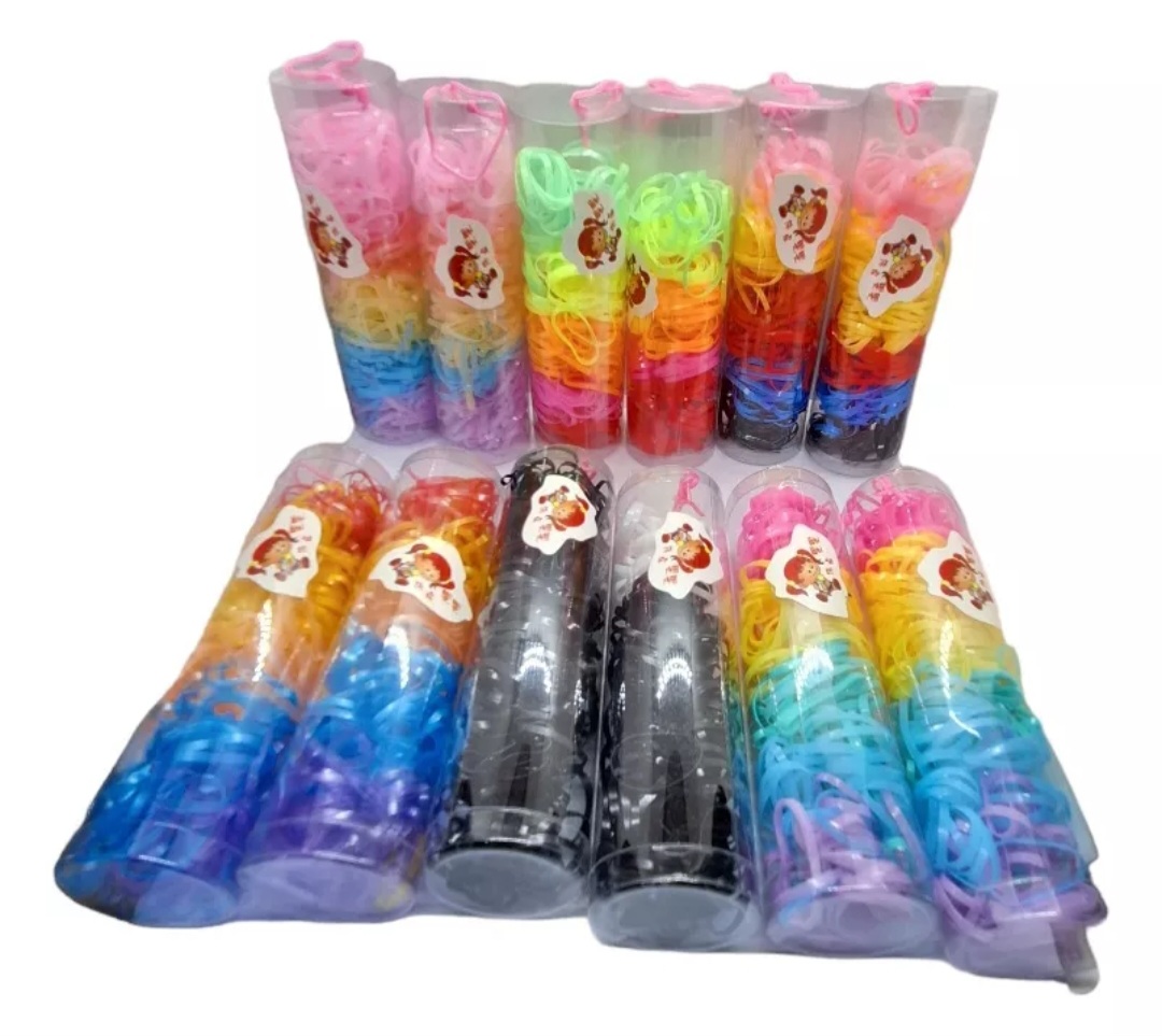 12 Tubos De Ligas Para peinar el Cabello de Color Surtido