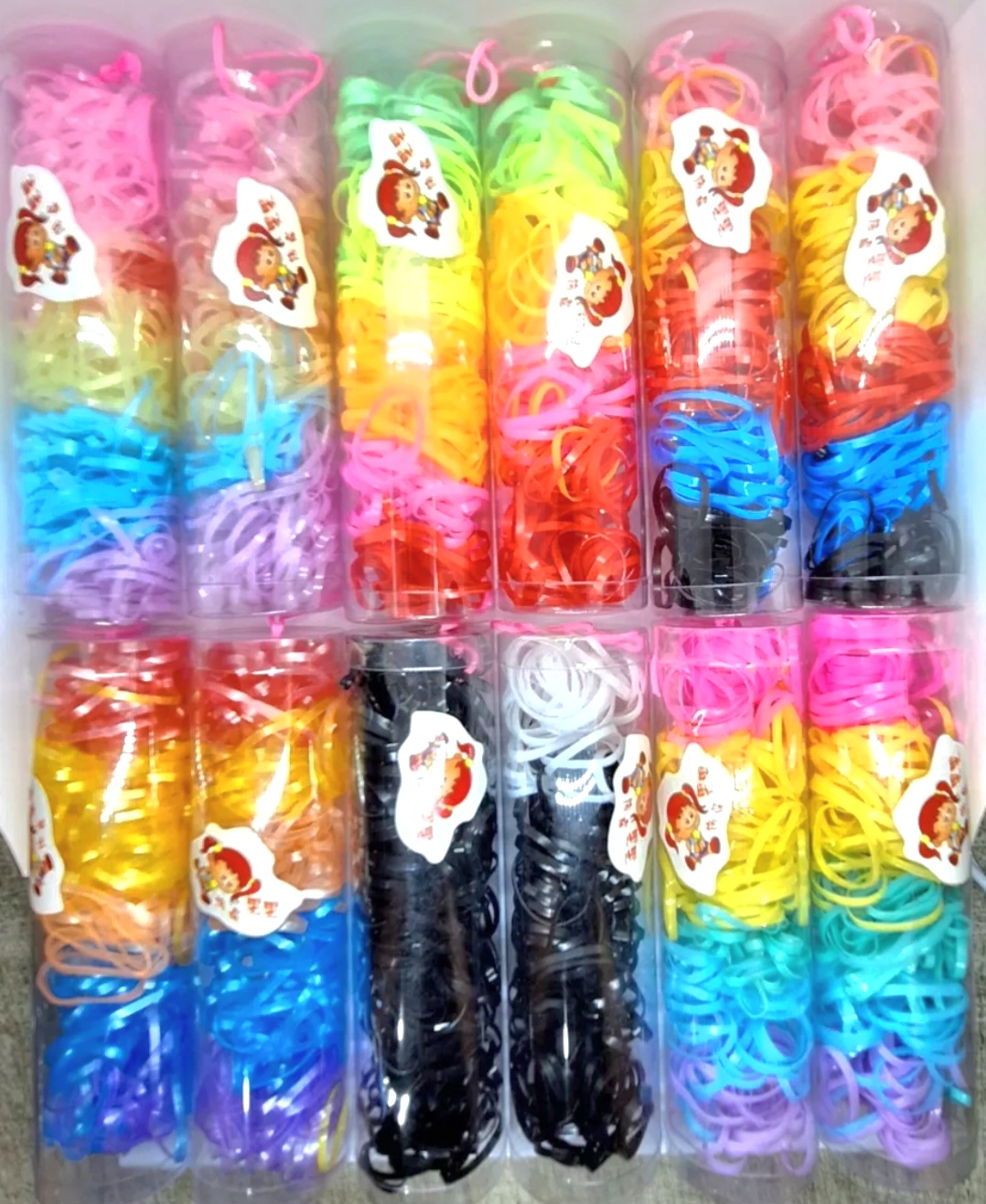 12 Tubos De Ligas Para peinar el Cabello de Color Surtido