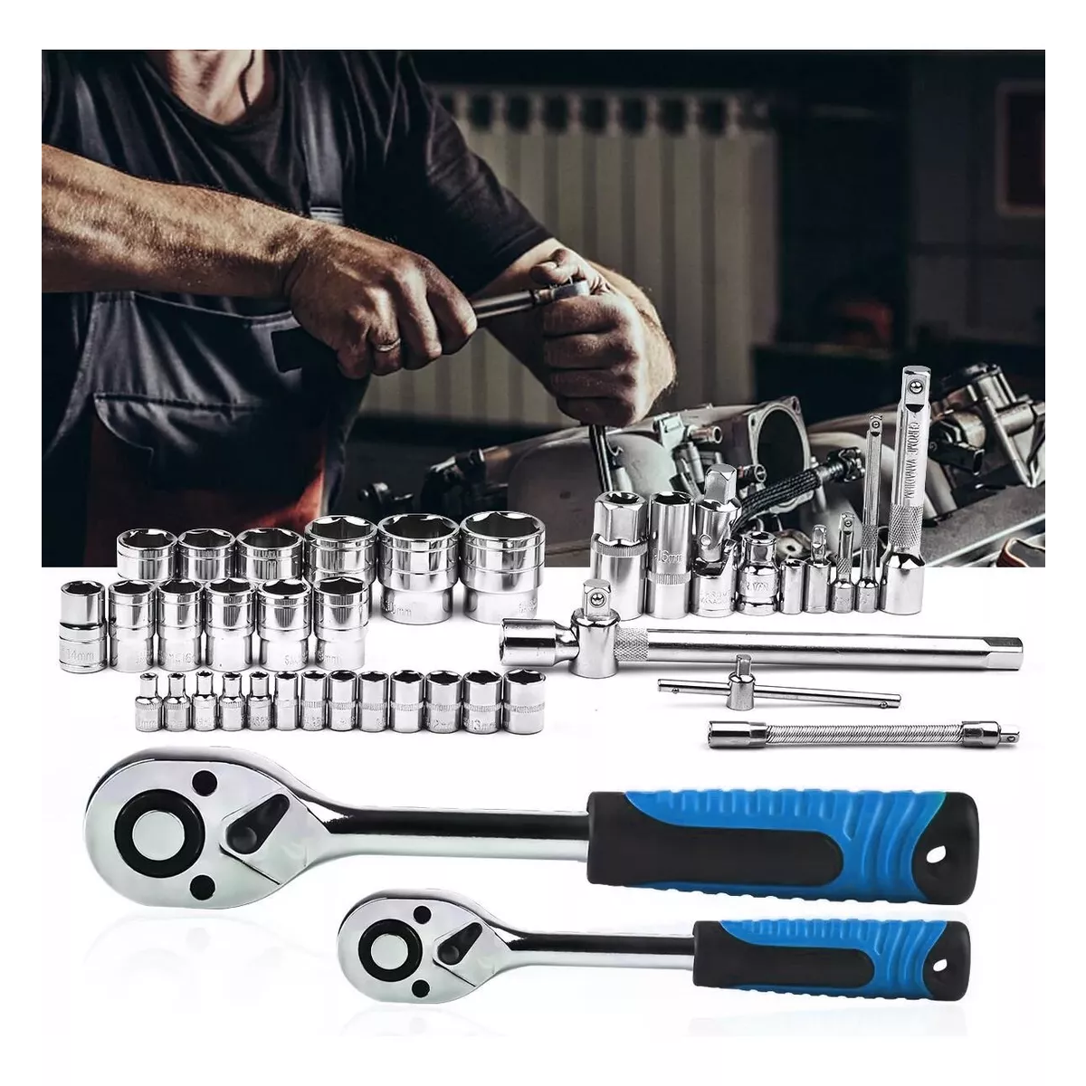 Juego De Herramientas Y Dados De Impacto, 82 Piezas Estuche Azul