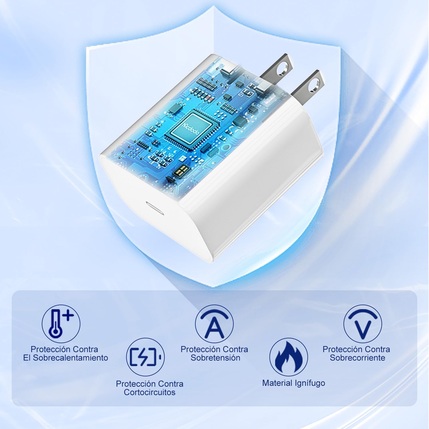 Cubo Cargador IP USB-C 20 watts [Apple MFi Certificado] Carga rapida