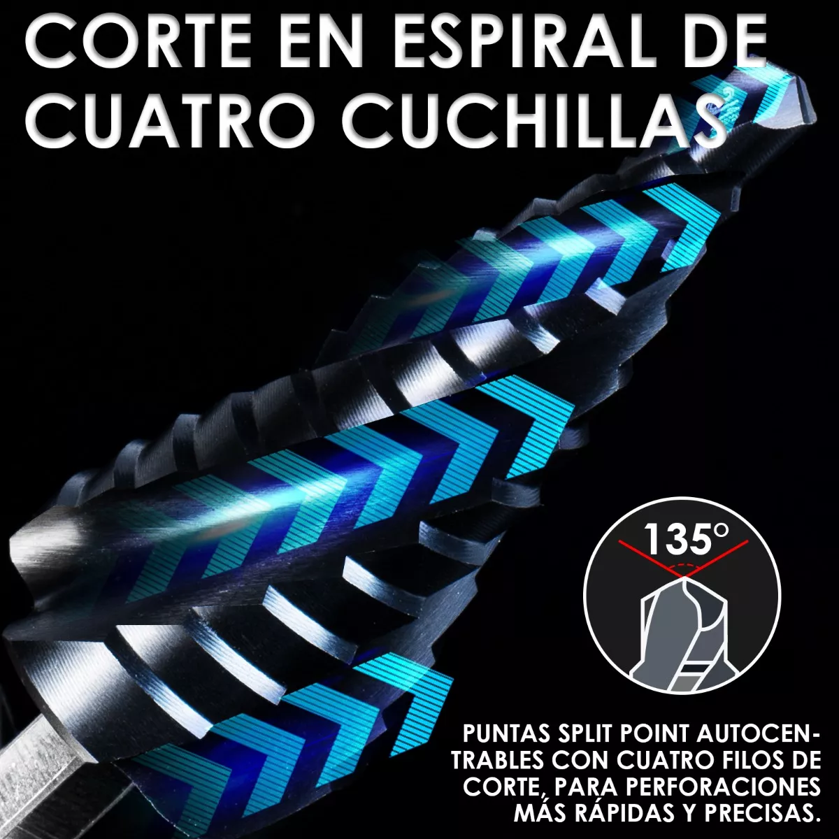 Juego De Brocas Escalonada De Acero Hss M35 Para Metal, 3pz