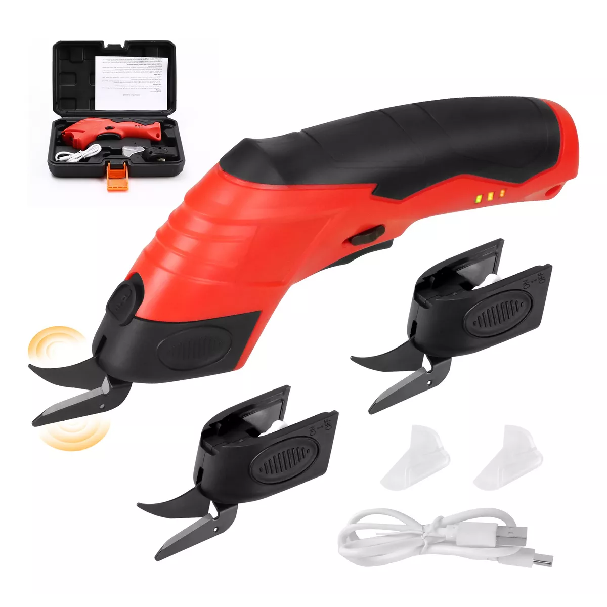 Tijera Eléctrica Inalámbrica Recargable Para Cortar De Tela Rojo