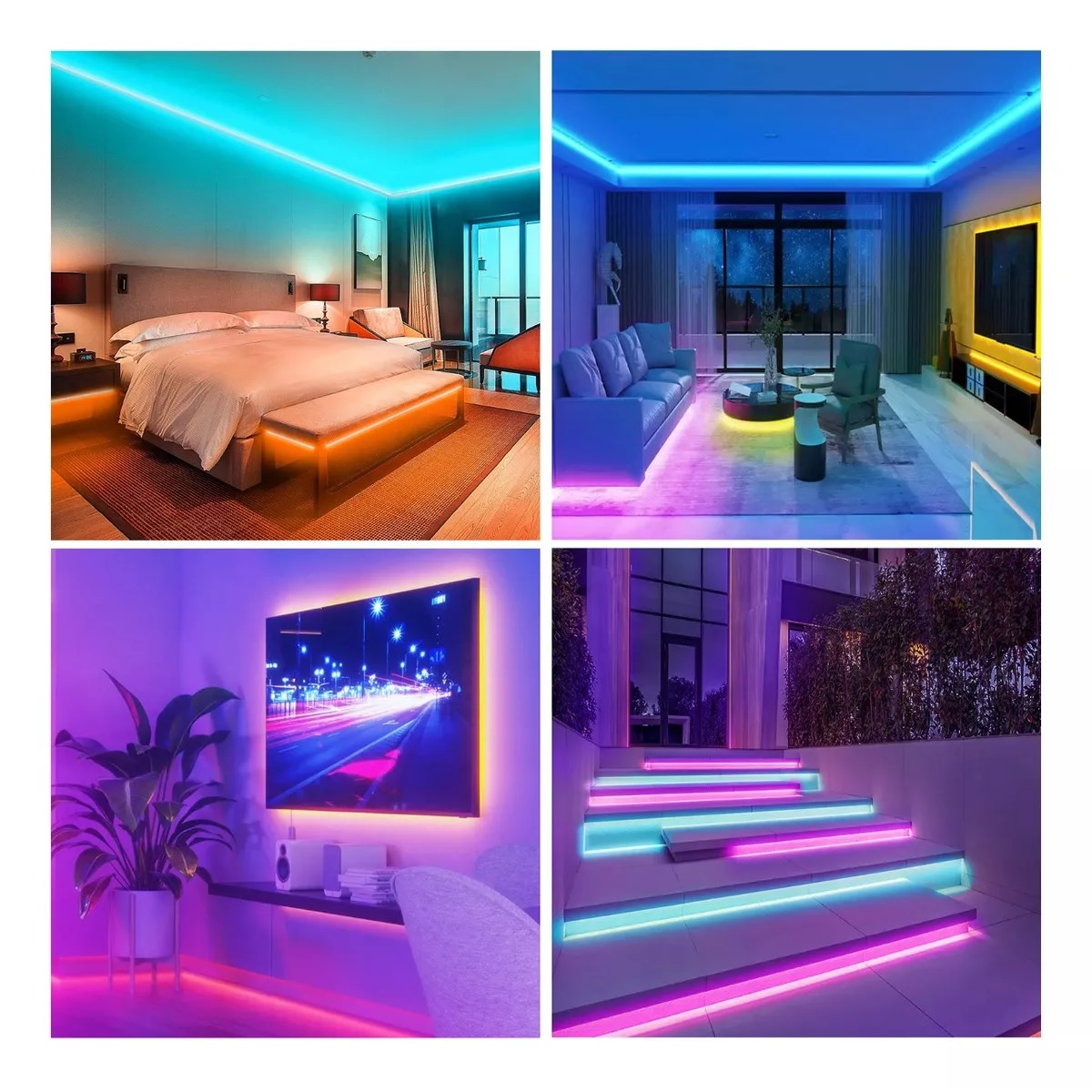 Tiras De Led Luz De Neón Flexible 5m Manguera Con Fuente 12v Luz Purple