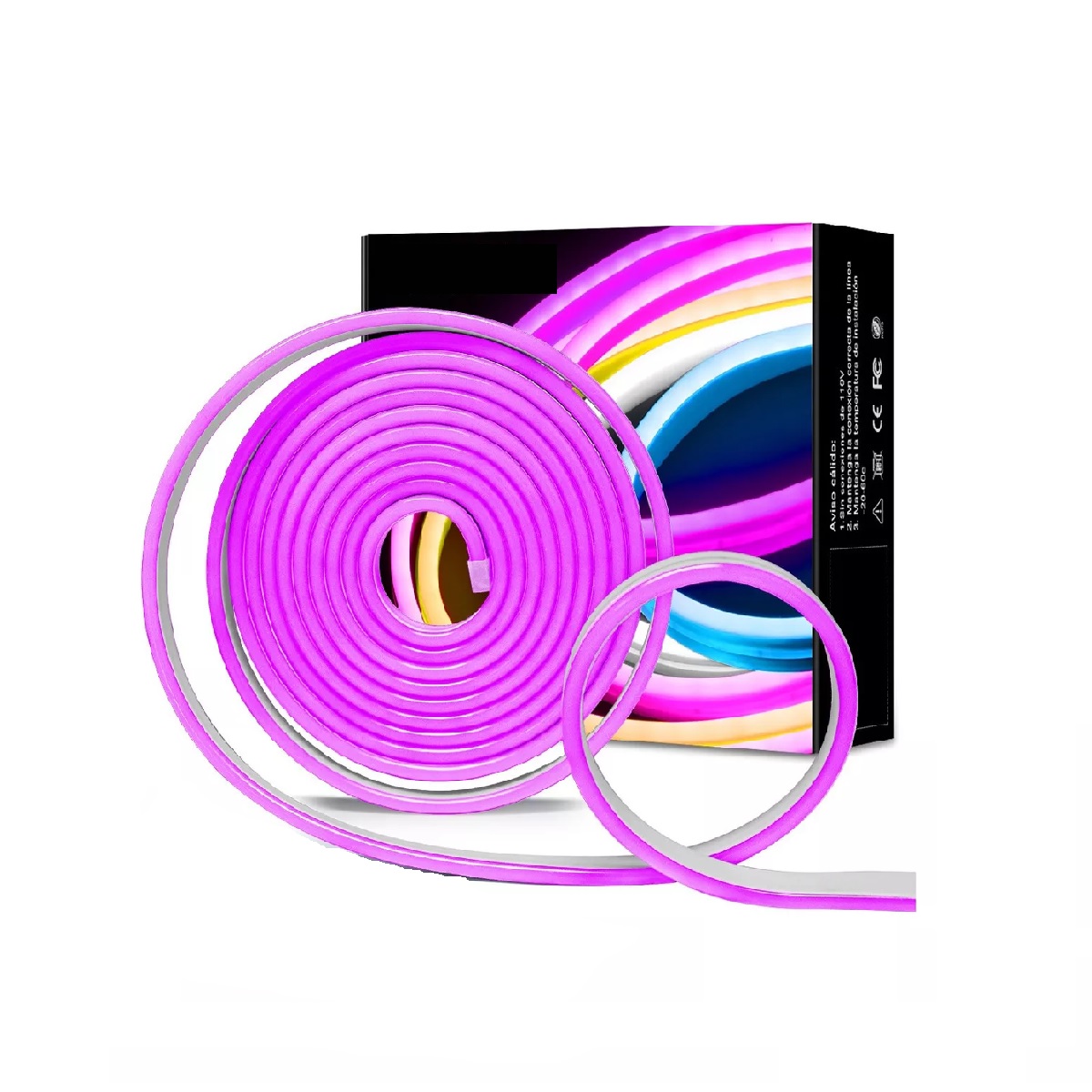 Tiras De Led Luz De Neón Flexible 5m Manguera Con Fuente 12v Luz Purple