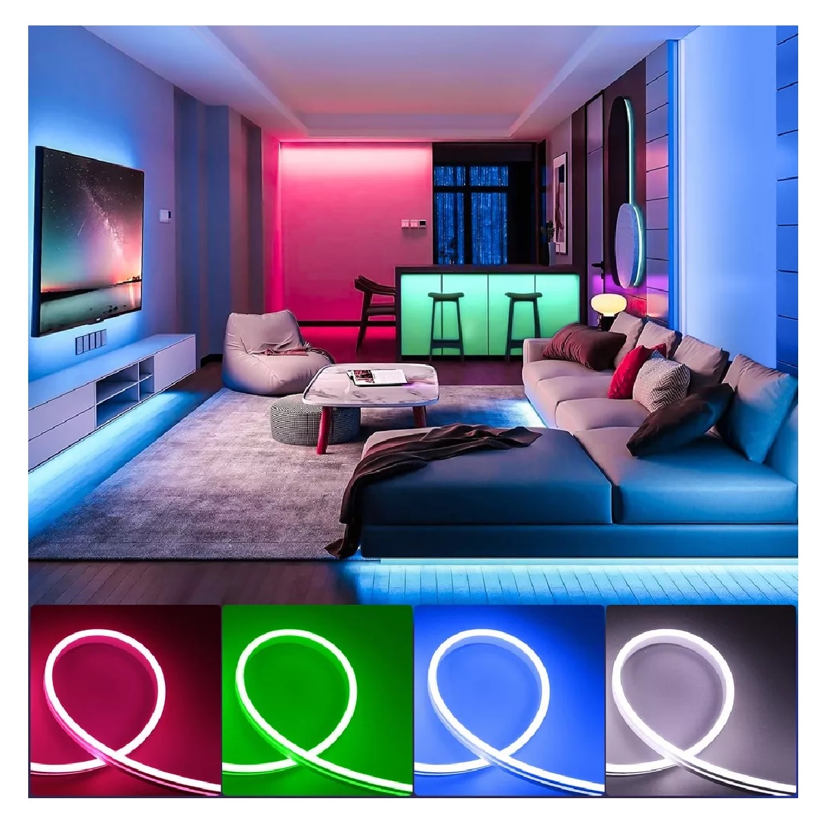 Tira de luces Hifiluz NEON LED 2835 verde 5m IP67 