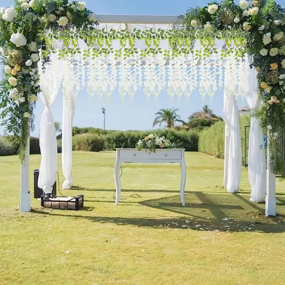 Flores Artificial  12pzs 1.1m Decoración  Blanco