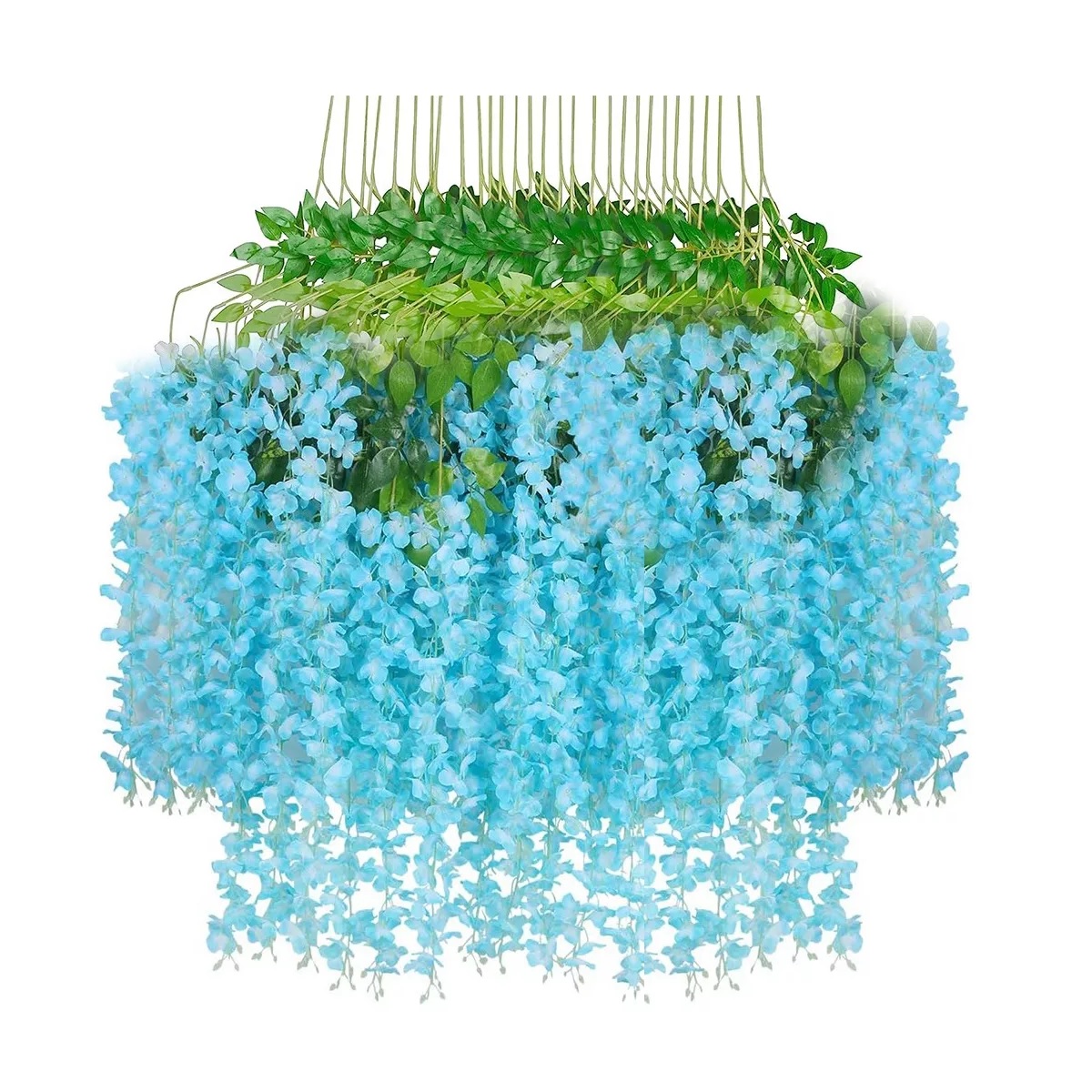 Flores Artificial 12pzs 1.1m Decoración Azul Cielo