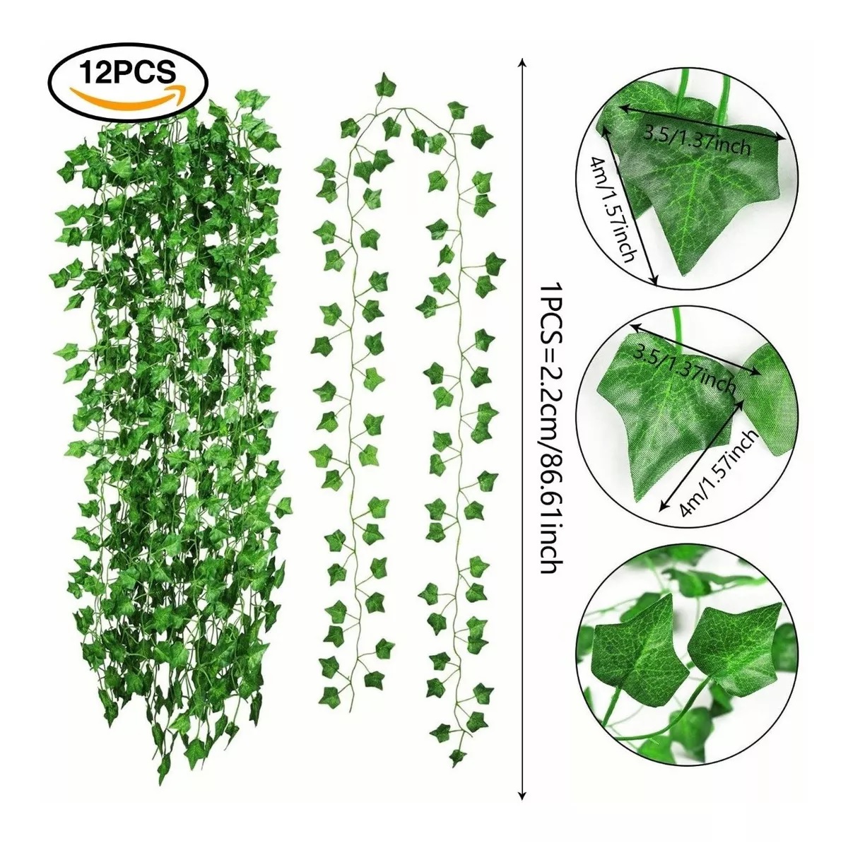 Plantas Artificiales Hiedra Decorativa De 2.1m, 12 Tiras