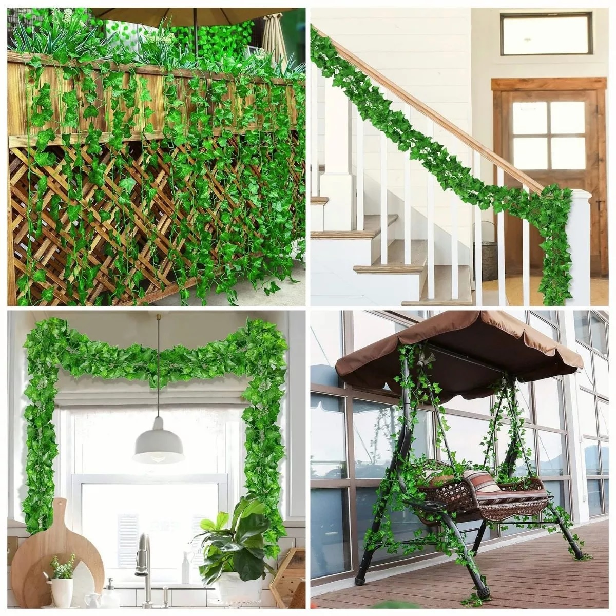 Plantas Artificiales Hiedra Decorativa De 2.1m, 12 Tiras