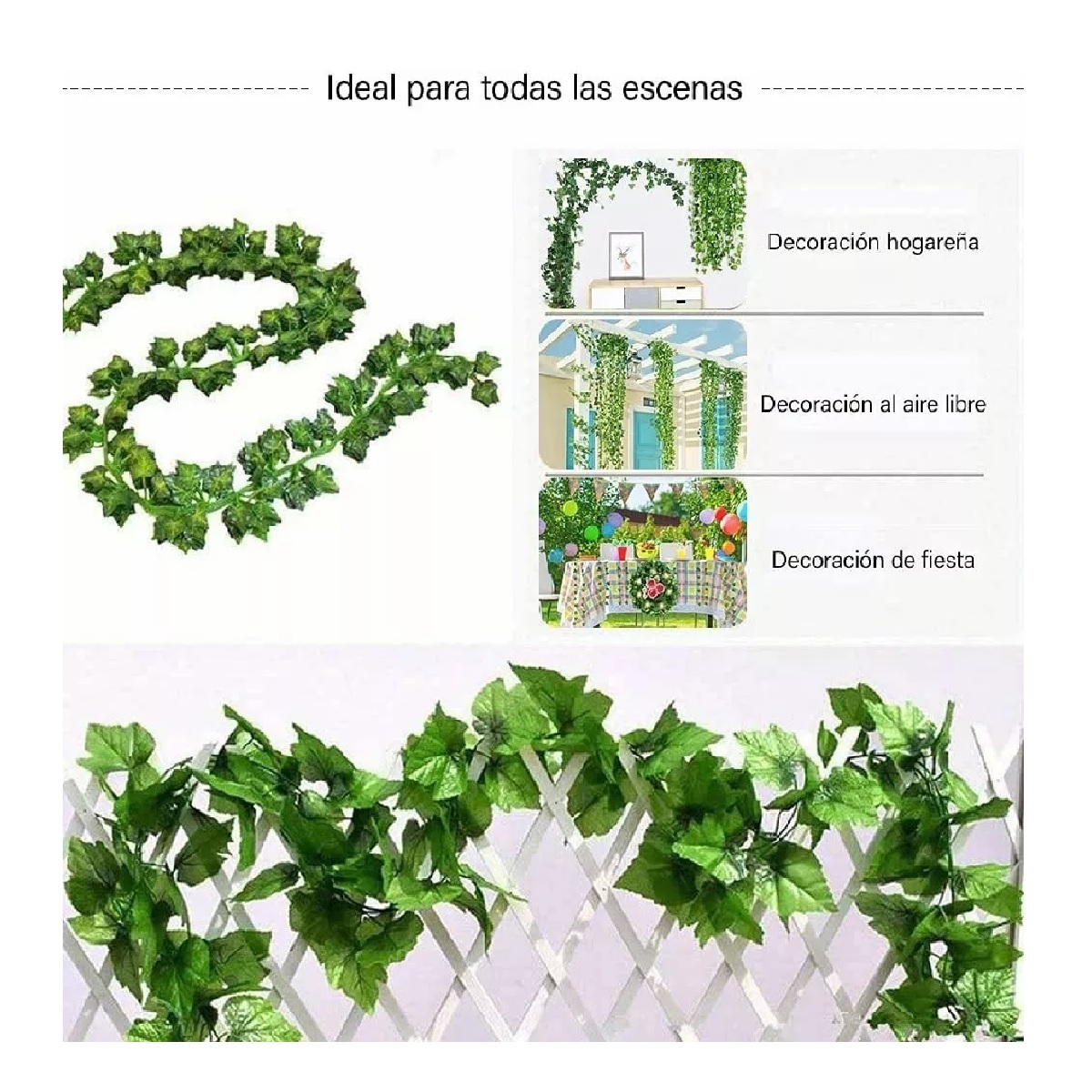 Plantas Artificiales Hiedra Decorativa De 2.1m, 12 Tiras