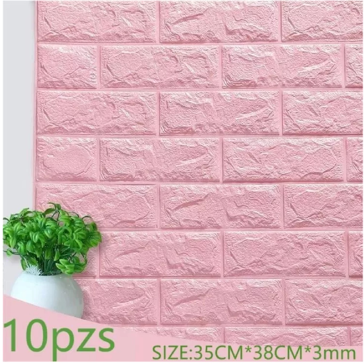 Juego Patrón De Ladrillo Pegatina De Pared 3d Papel Tapiz 10pcs Rosa