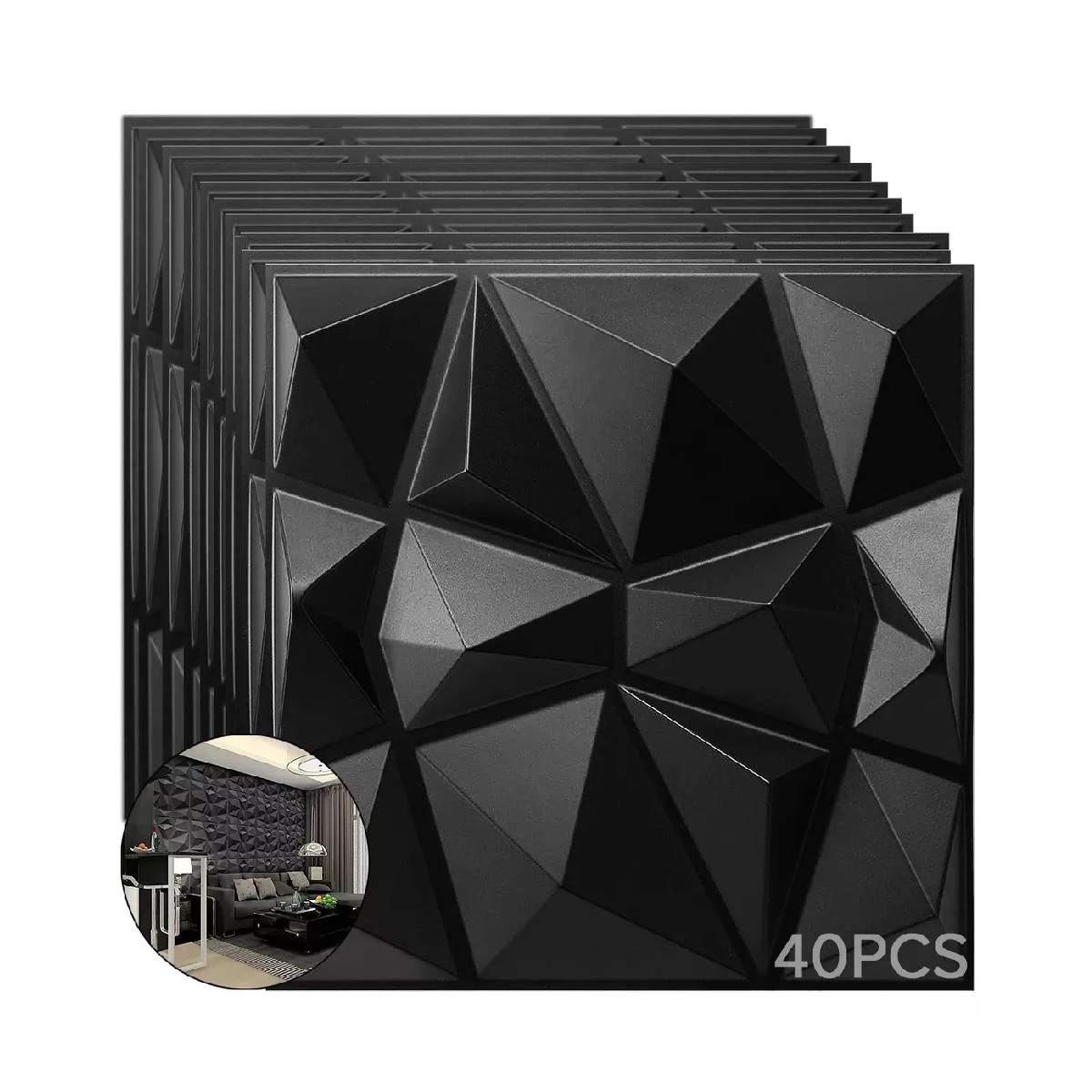 Set 40pc Panel 3d Decoración Pvc Pared Hogar Impermeable 50*50cm