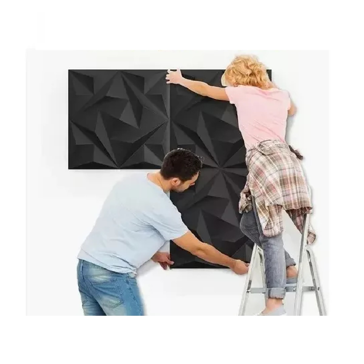 Paneles Decorativo Pvc Pared 3d Wall Con Adhesivo Cinta Negro