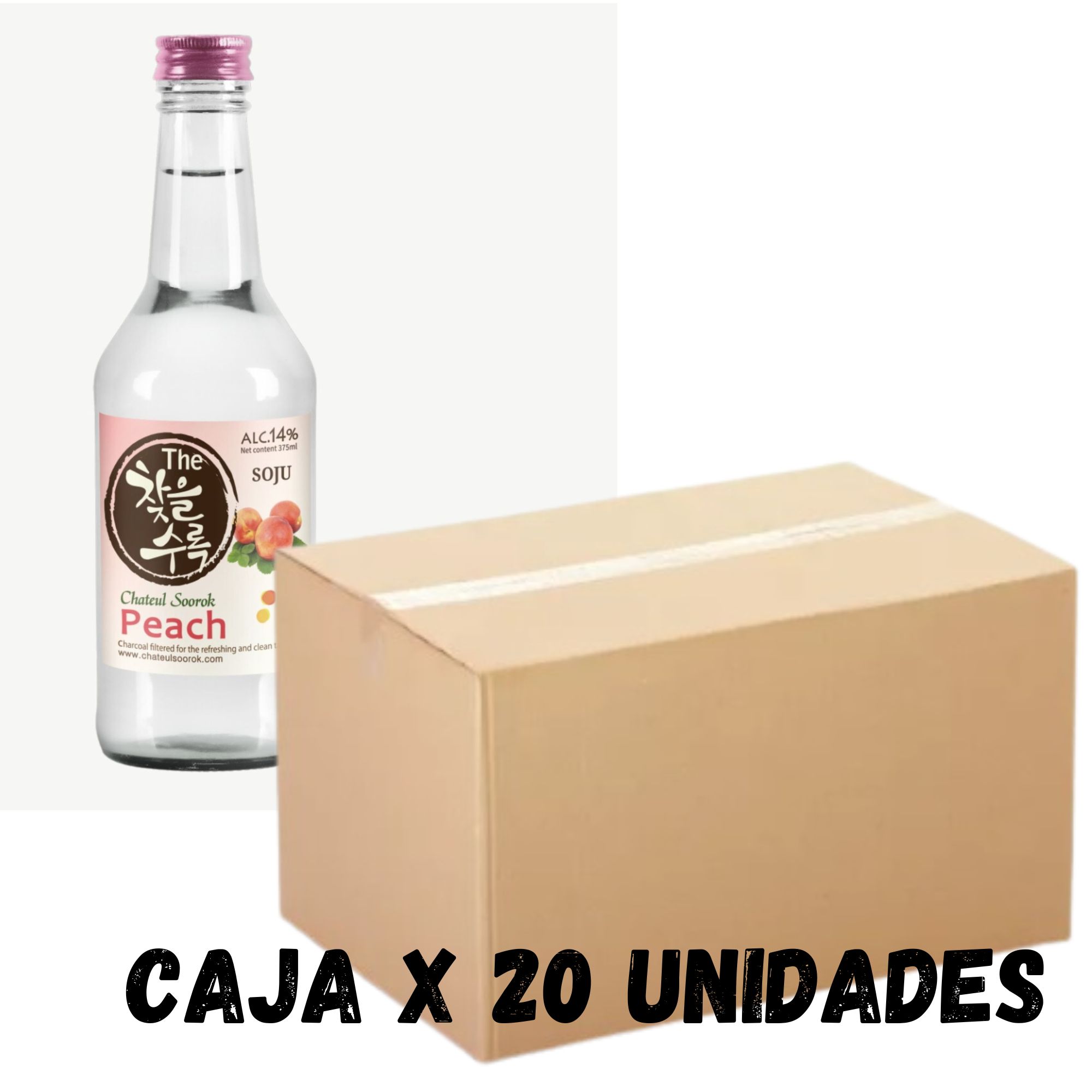 Bebida Coreana Licor Chateulsurok Sabor Durazno 20 pzs