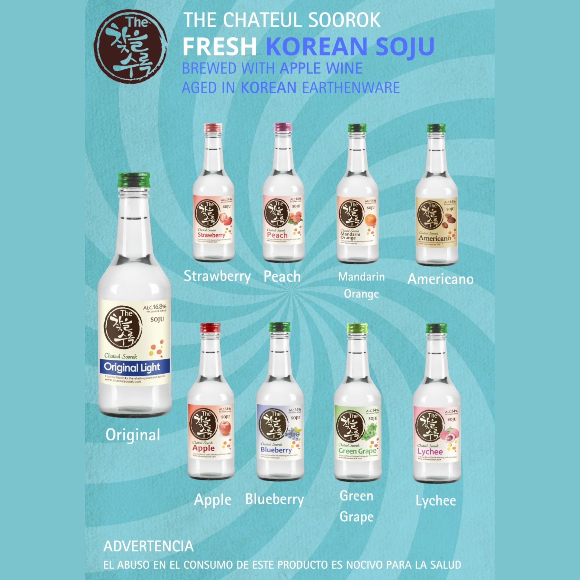 Bebida Coreana Licor Chateulsurok Sabor Lichee 8 pzs