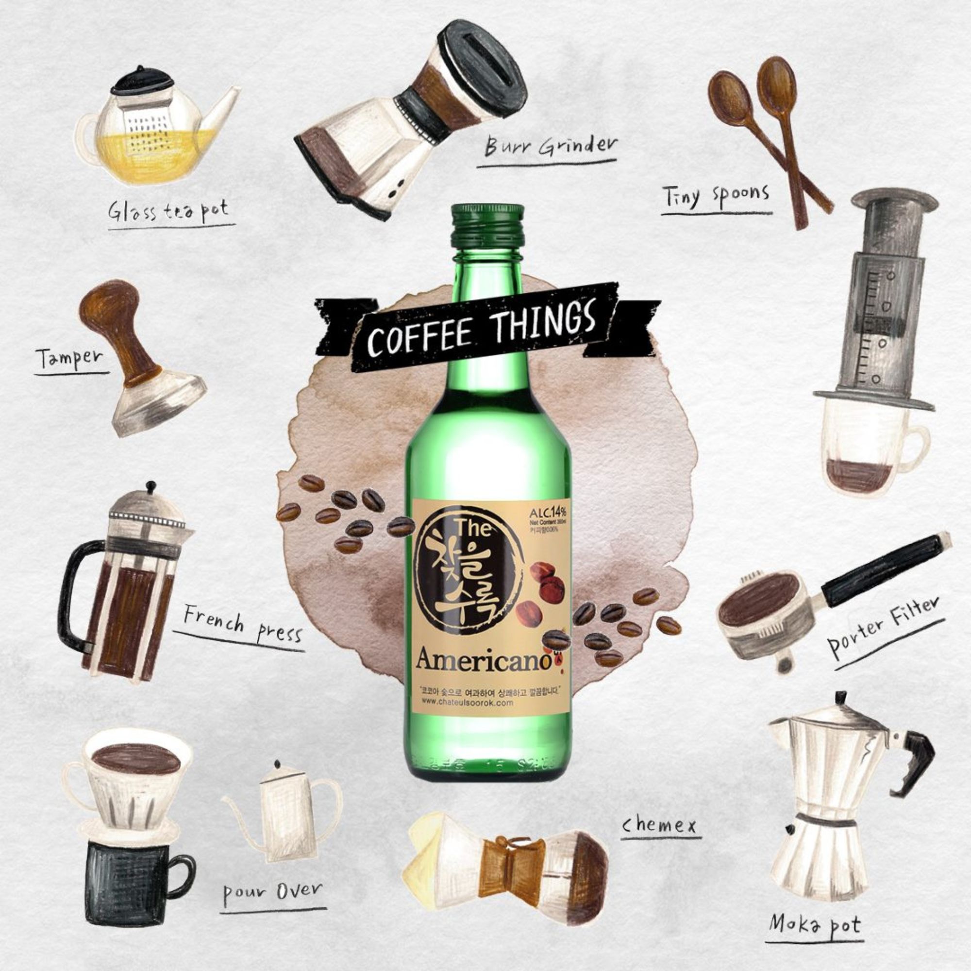 Bebida Coreana Licor Chateulsurok Sabor Americano 8 pzs