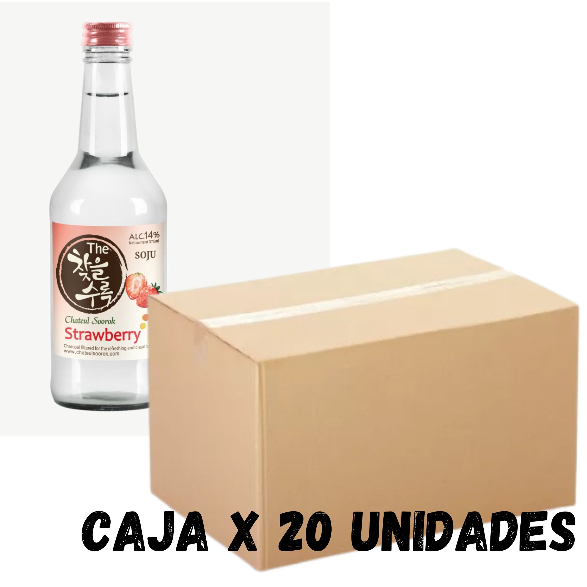 Bebida Coreana Licor Chateulsurok Sabor Fresa 20 pzs