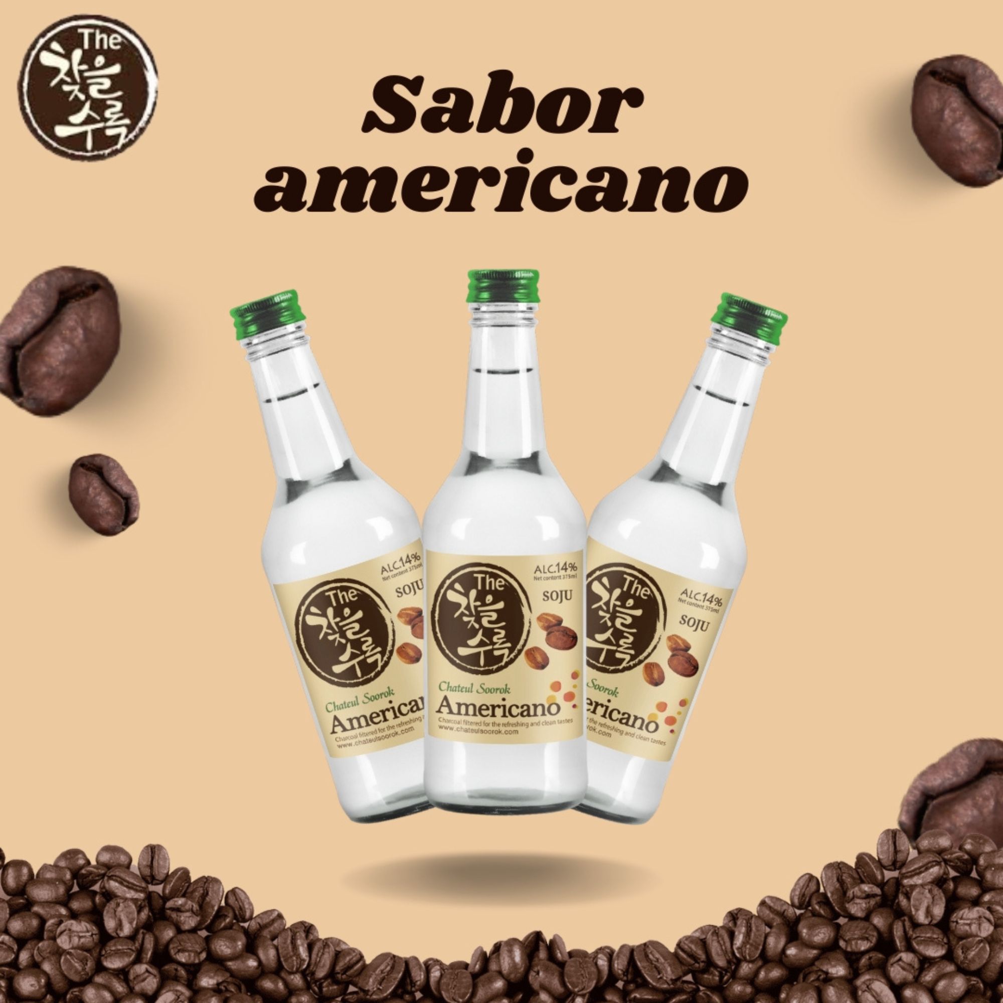 Bebida Coreana Licor Chateulsurok Sabor Americano 8 pzs