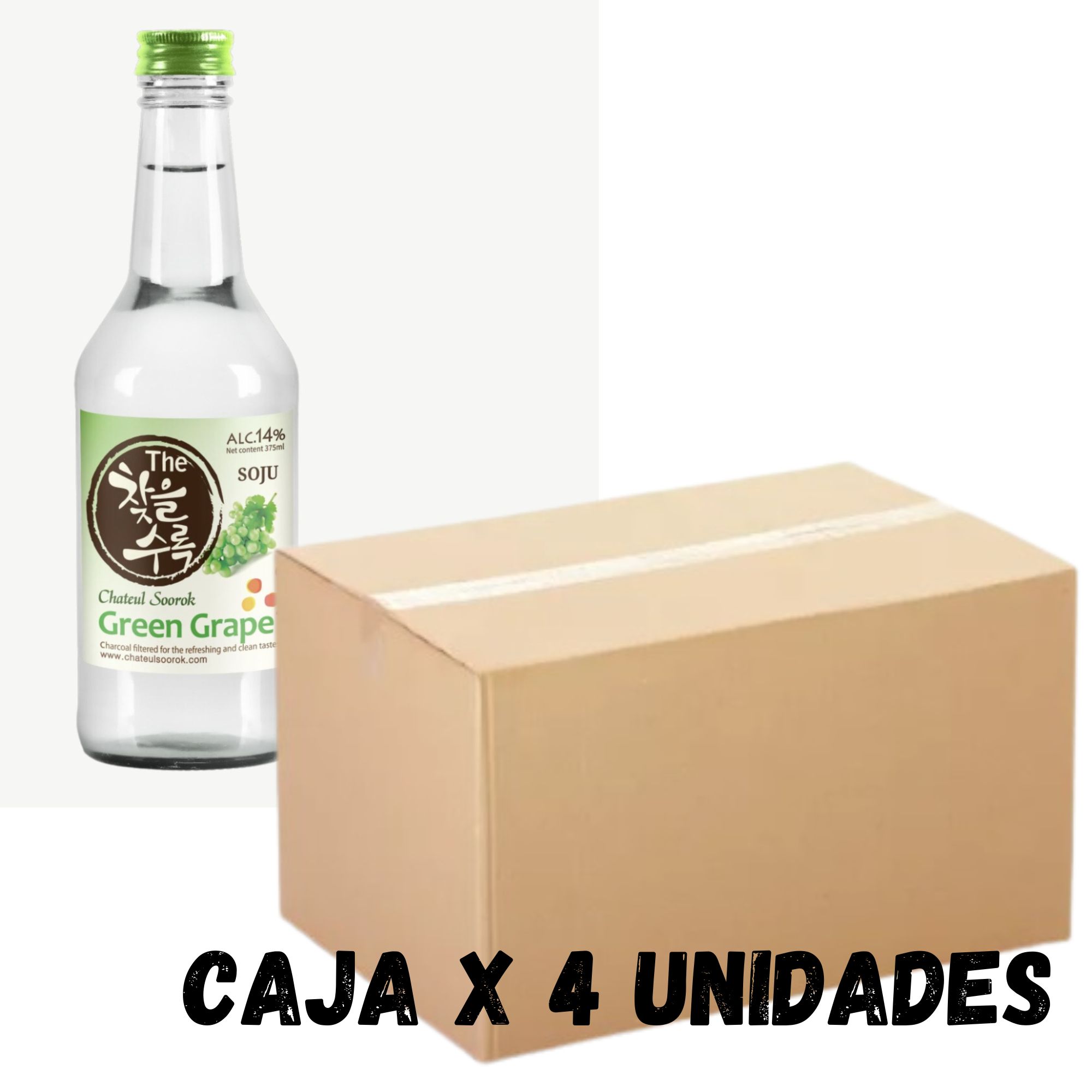 Bebida Coreana Licor Chateulsurok Sabor Uva 4 pzs
