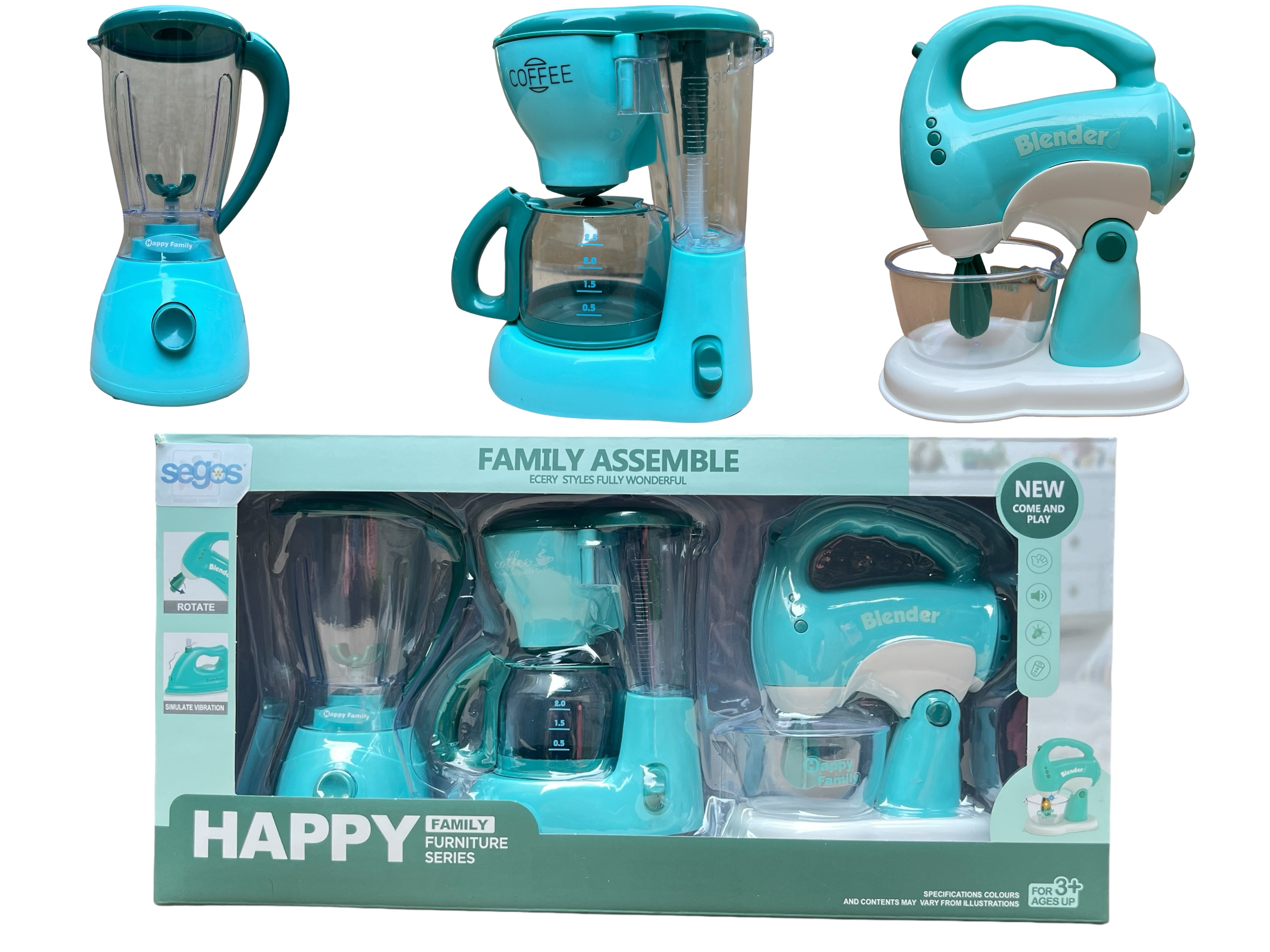 Juego de Cocinita Electrodomésticos de Juguete Para Niños Cafetera Batidora Licuadora.