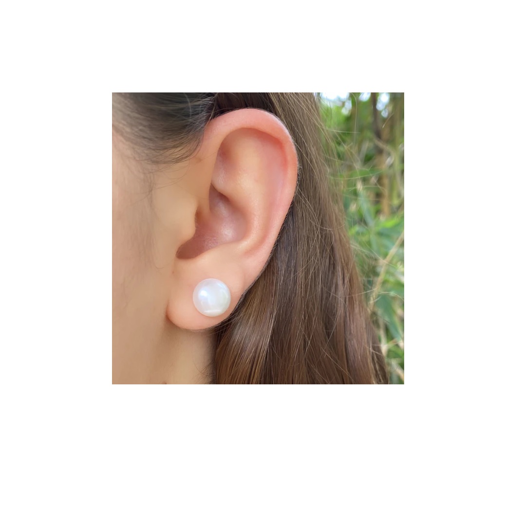 Aretes Perlas Cultivadas Grandes 12 mm Chapa de Oro A017