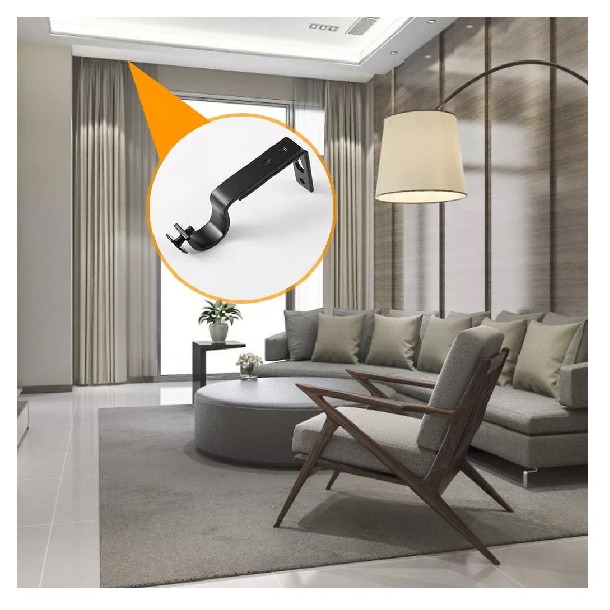 Set Soporte Cortinero Para Pared Ajustable Gancho De 10 Piezas