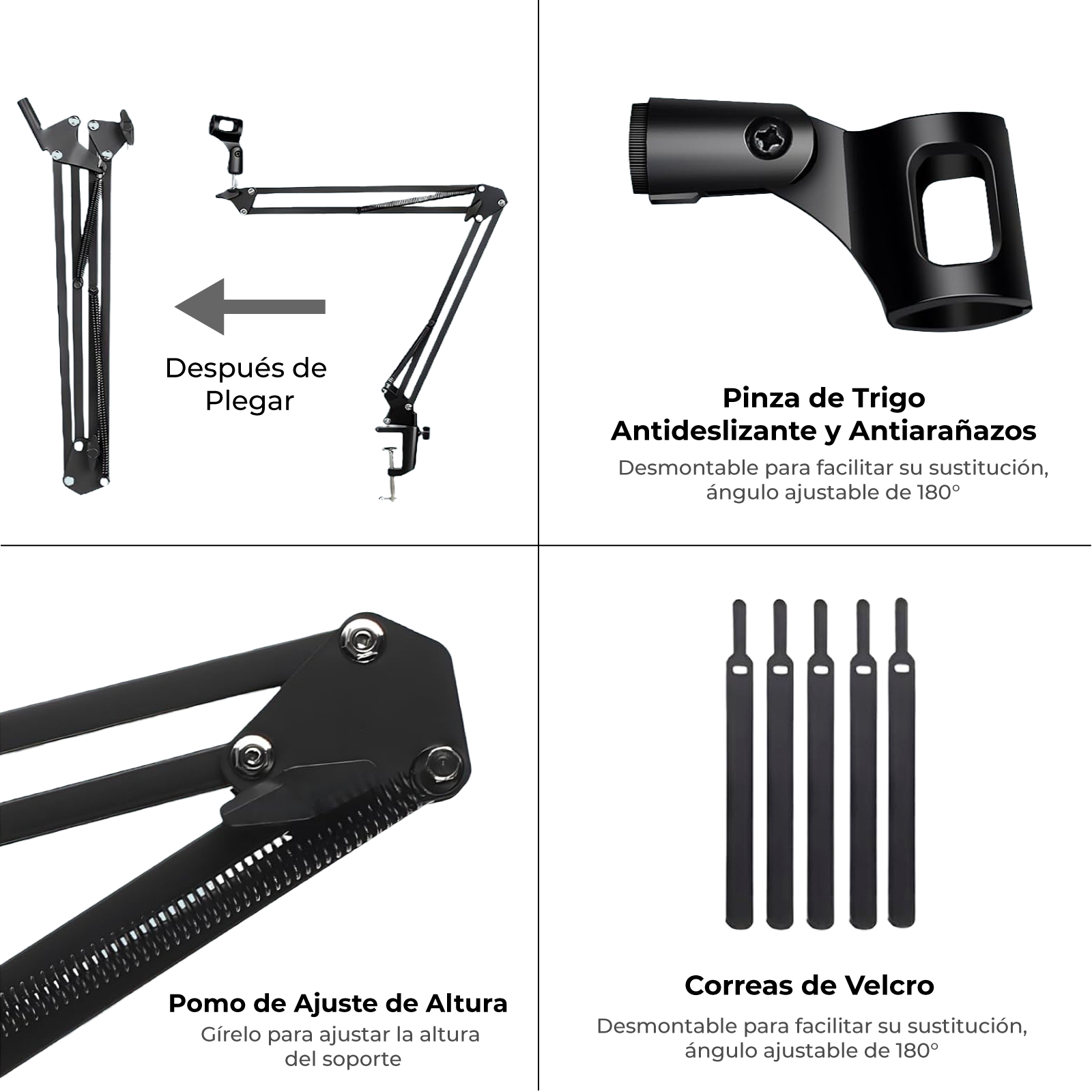 Kit Soporte Brazo para Micrófono Zonar con Accesorios Completos Podcast Streaming
