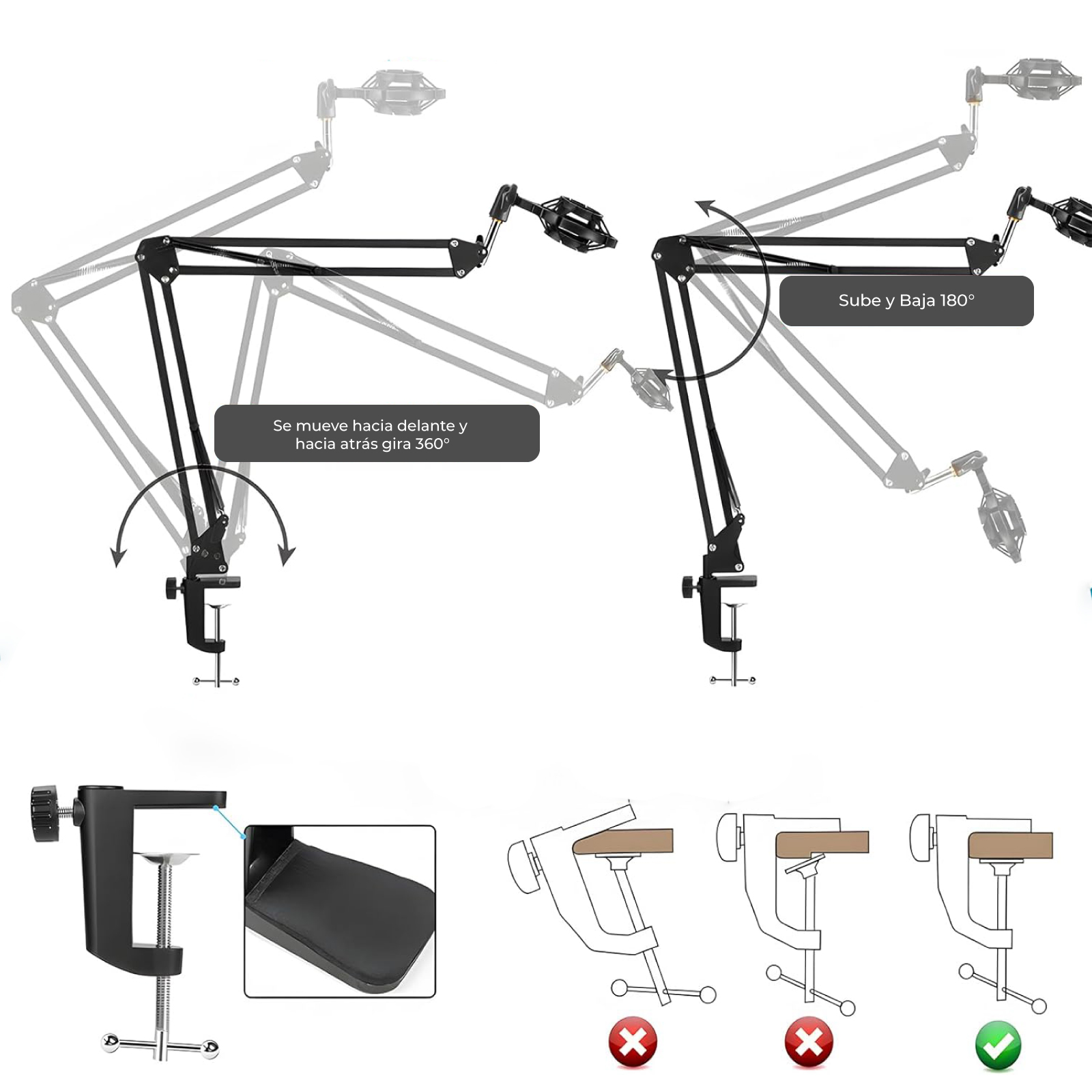 Kit Soporte Brazo para Micrófono Zonar con Accesorios Completos Podcast Streaming