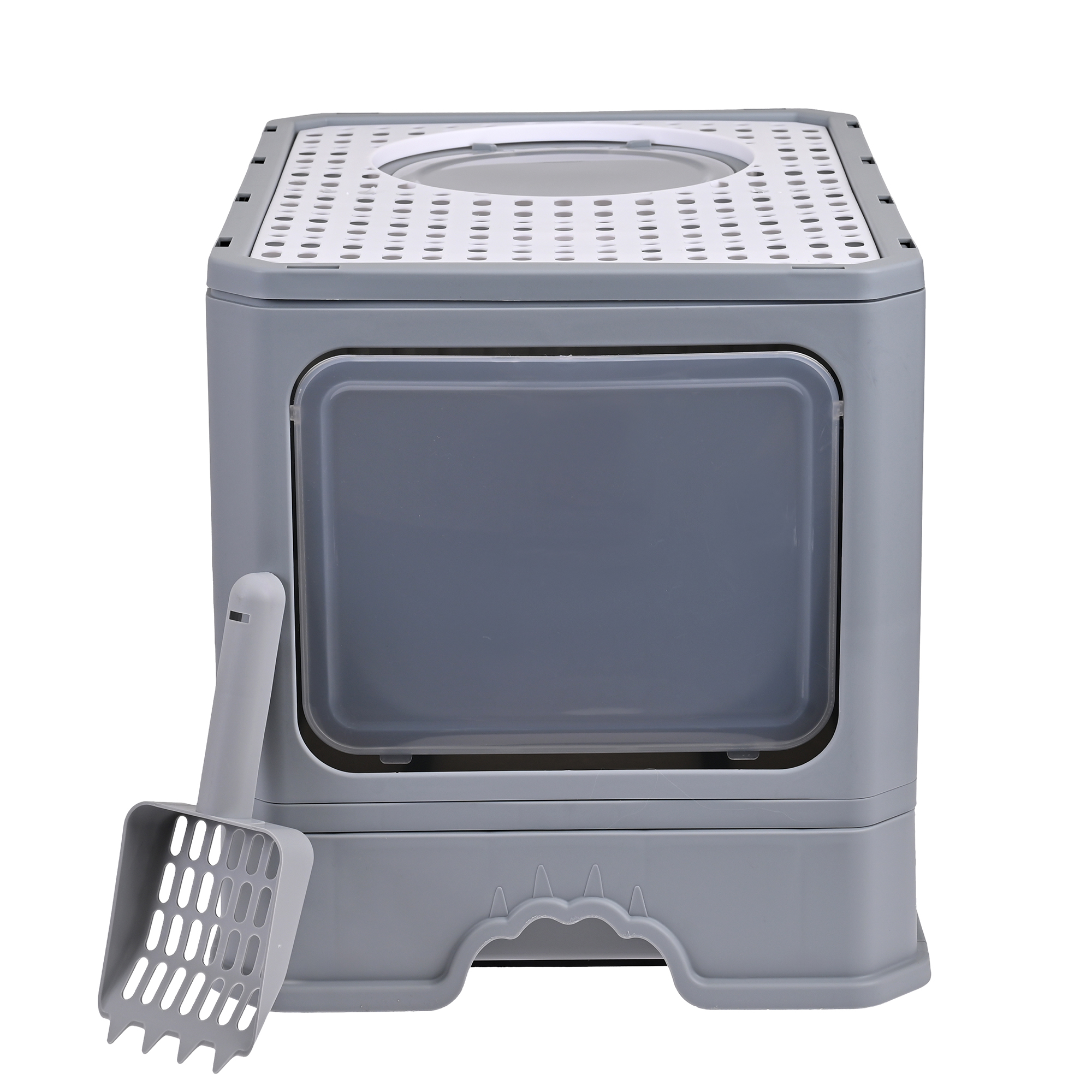 Arenero Para Gato, Caja, Bandeja Sanitaria Extraible, Tamaño Grande Cerrado, Doble Entrada, Incluye Pala y Filtro, Excelente Material Resistente. MOD: AL002