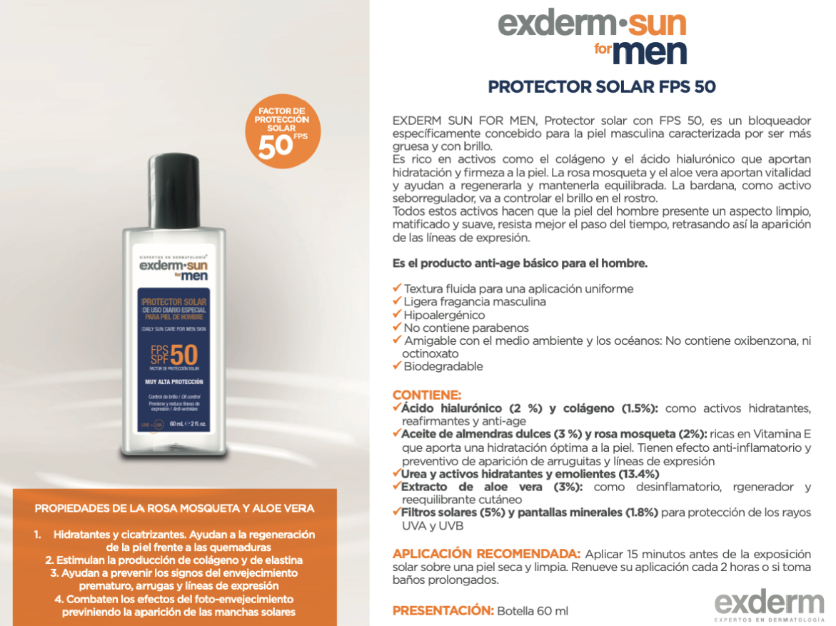Protector Solar Fps 50 Para Hombre Exderm Sun For Men
