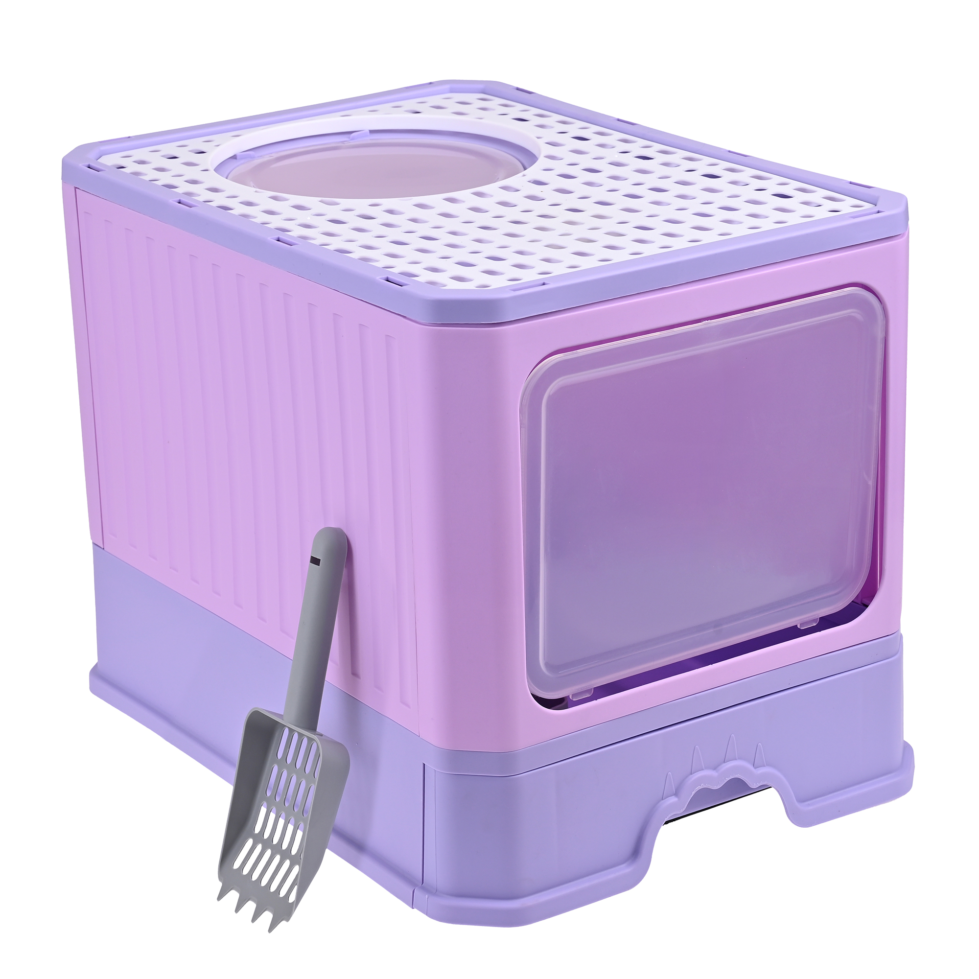 Arenero Para Gato, Caja, Bandeja Sanitaria Extraíble, Tamaño Grande Cerrado, Doble Entrada, Incluye Pala y Filtro, Excelente Material Resistente. MOD: AL002