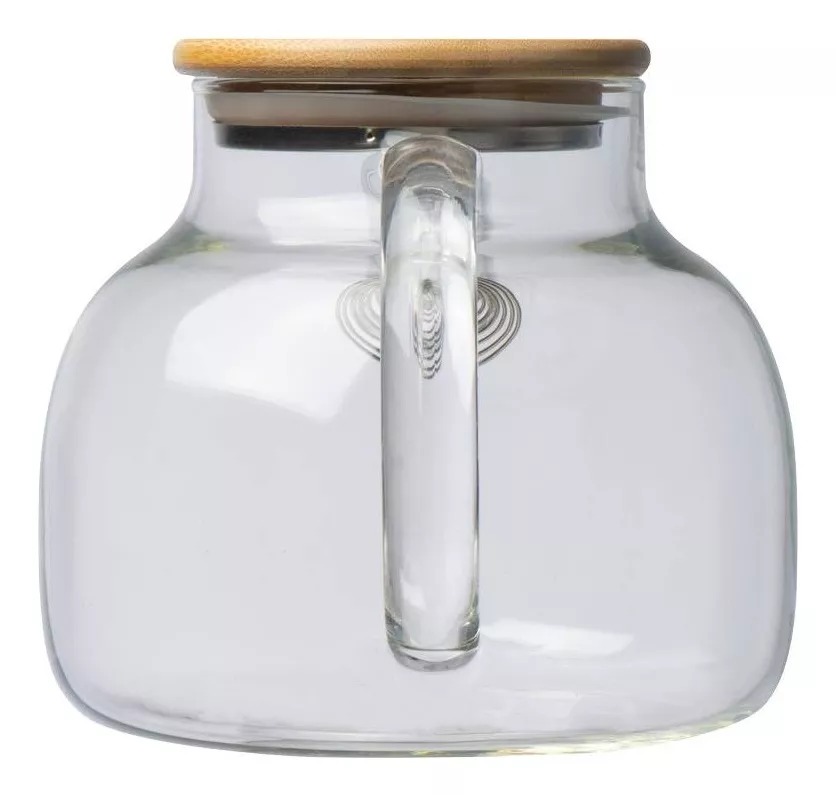 Jarra Tetera Infusora Vidrio Filtro Bambú 1100 Ml Para Fuego Humo.