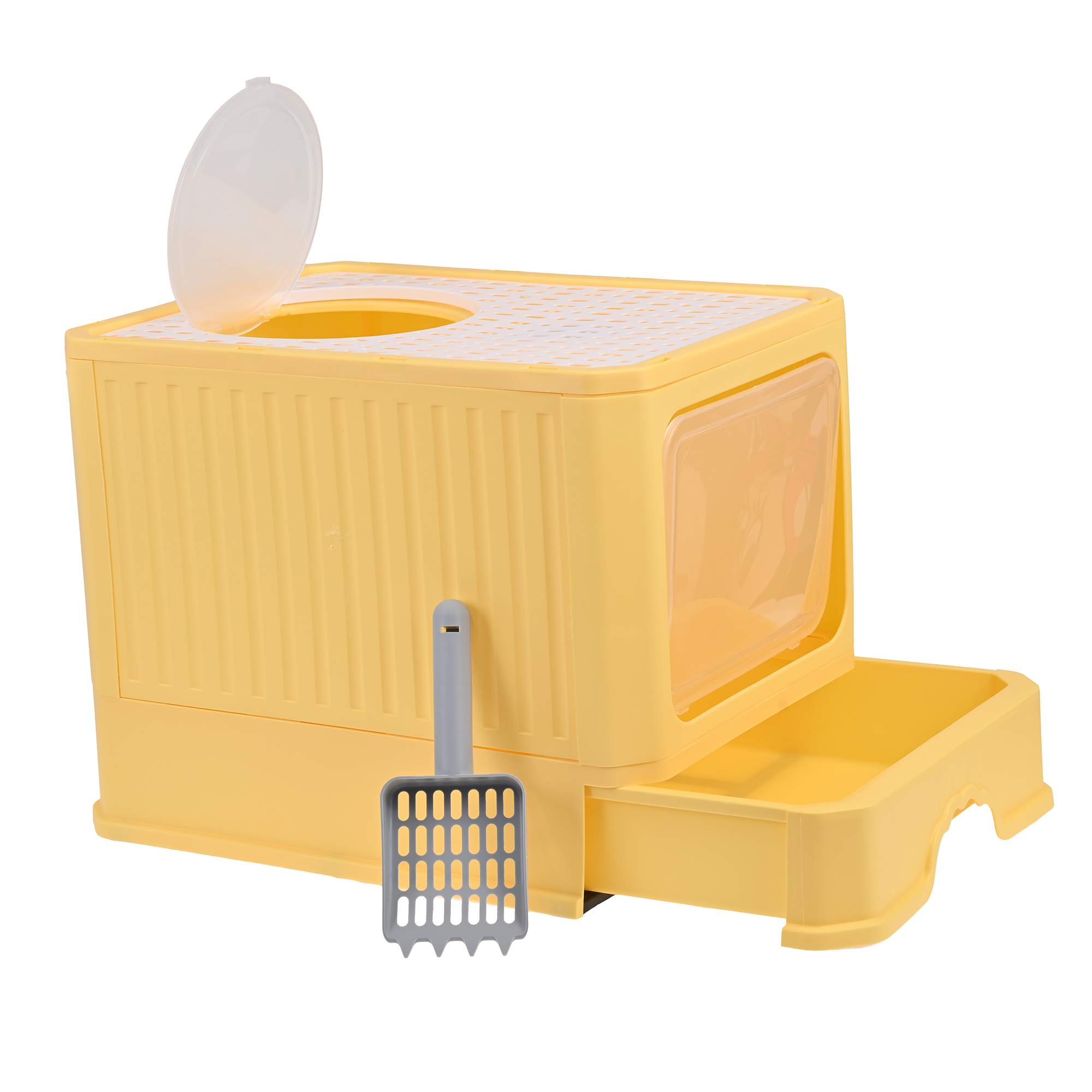 Arenero Para Gato, Caja, Bandeja Sanitaria Extraíble, Tamaño Grande Cerrado, Doble Entrada, Incluye Pala y Filtro, Excelente Material Resistente. MOD: AL002