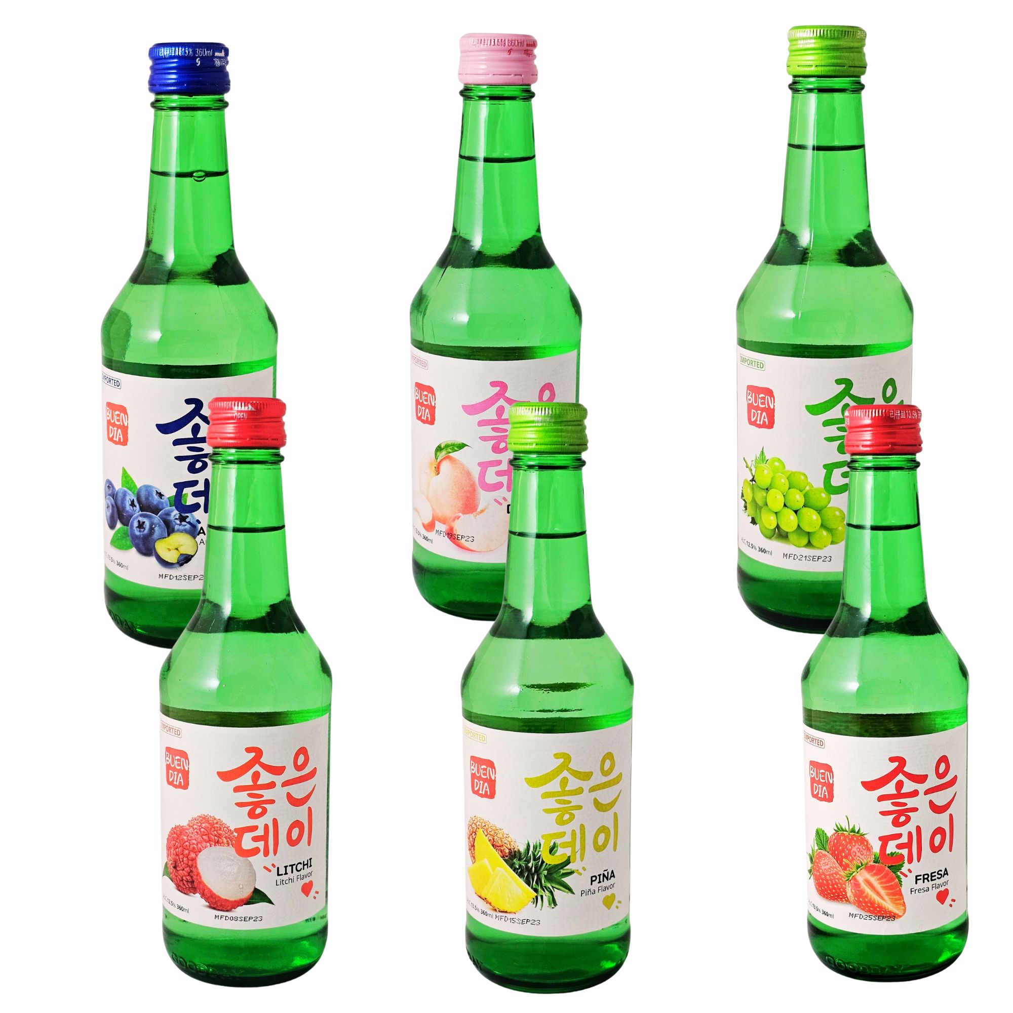 Bebida Coreana Licor Buen Día Sojo Sabor Durazno 5 pzs