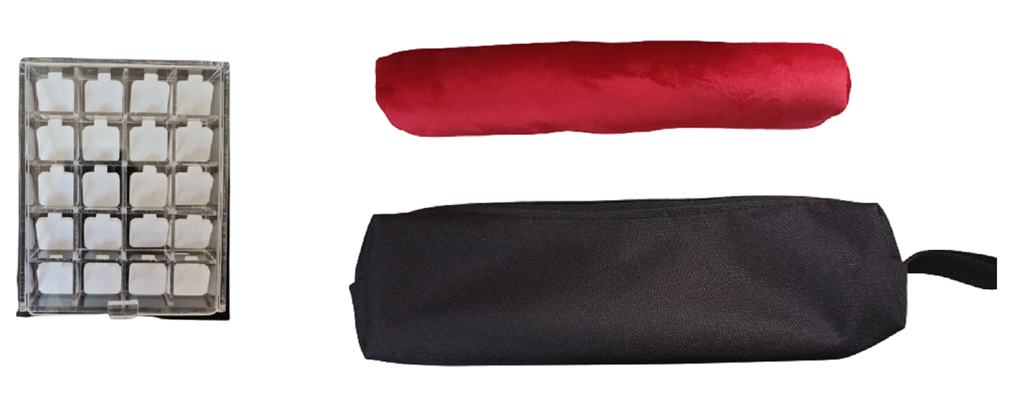 Caja de Acrilico de 20 divisiones + pulsero de Tela