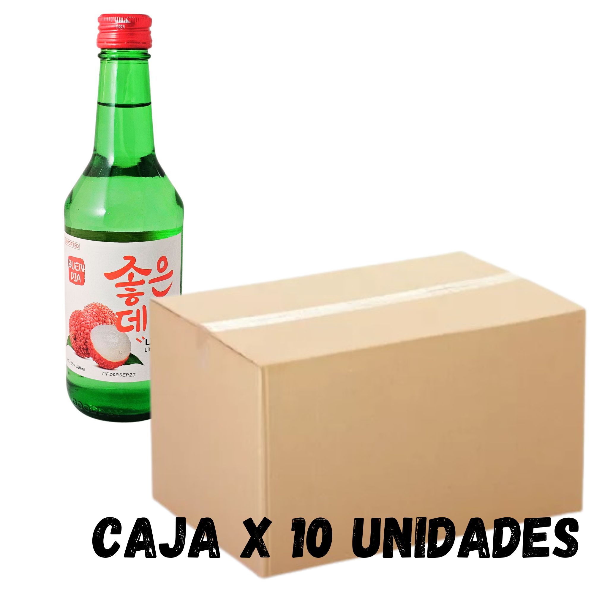 Bebida Coreana Licor Buen Día Sojo Sabor Litchi 10 pzs