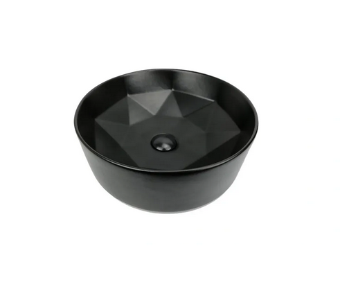 Lavabo Cerámico para Baño GHI, forma circular en color negro mate. De sobreponer, con diseño europeo ideal para todo tipo de baños. Dimensiones 40.5 x 40.5 x 14.5 cms. (base x altura x profundidad)