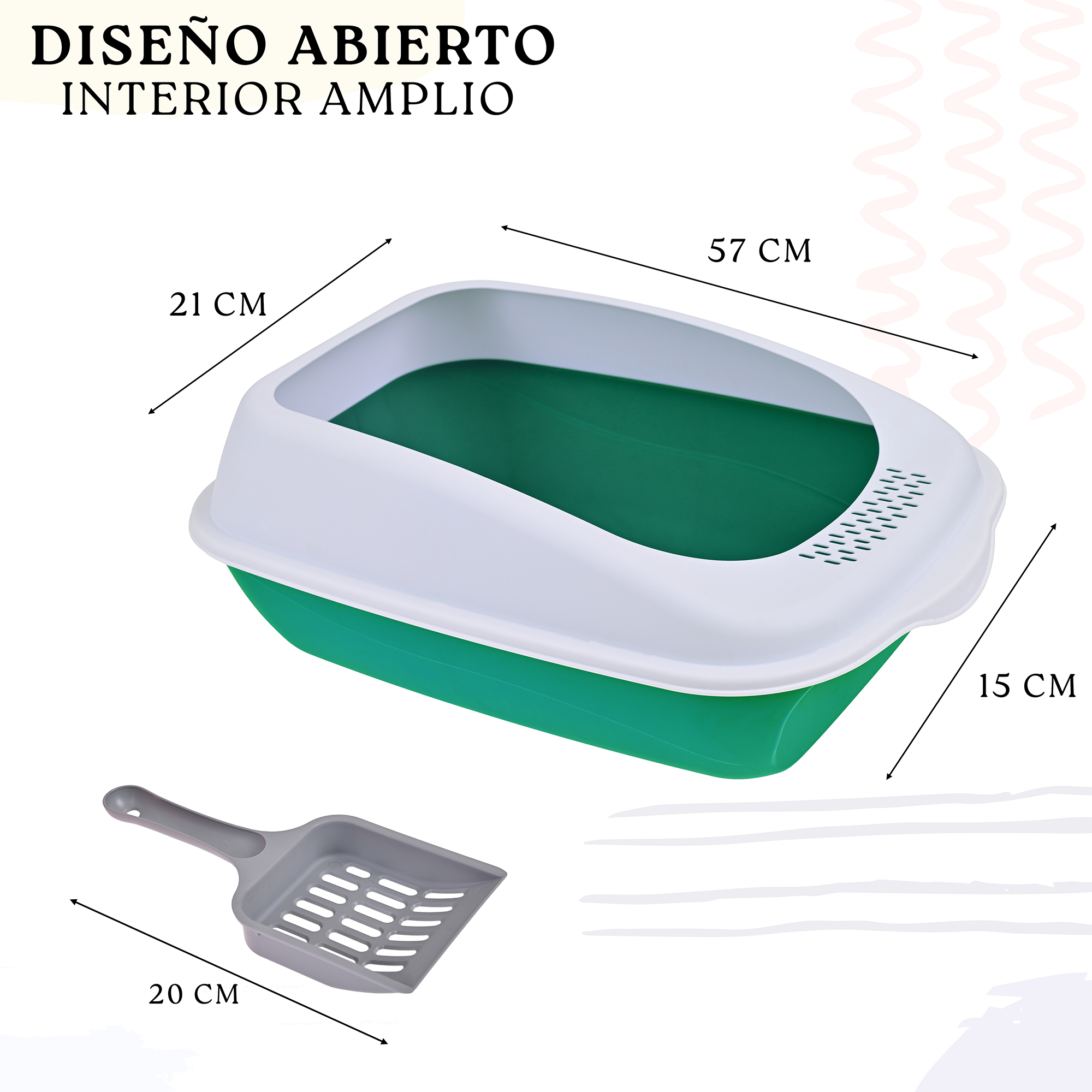 Arenero Para Gato Grande con Bandeja Sanitaria, Abierto, Plegable, Fácil Armado, Materiales De Calidad, Diferentes Colores mod.AL003