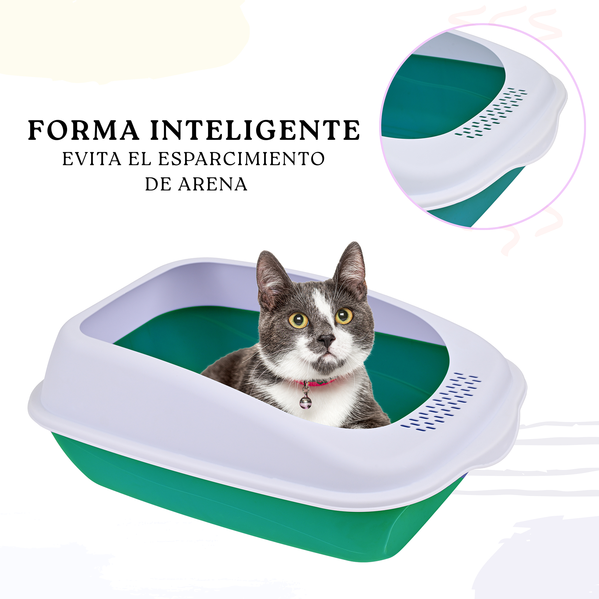 Arenero Para Gato Grande con Bandeja Sanitaria, Abierto, Plegable, Fácil Armado, Materiales De Calidad, Diferentes Colores mod.AL003