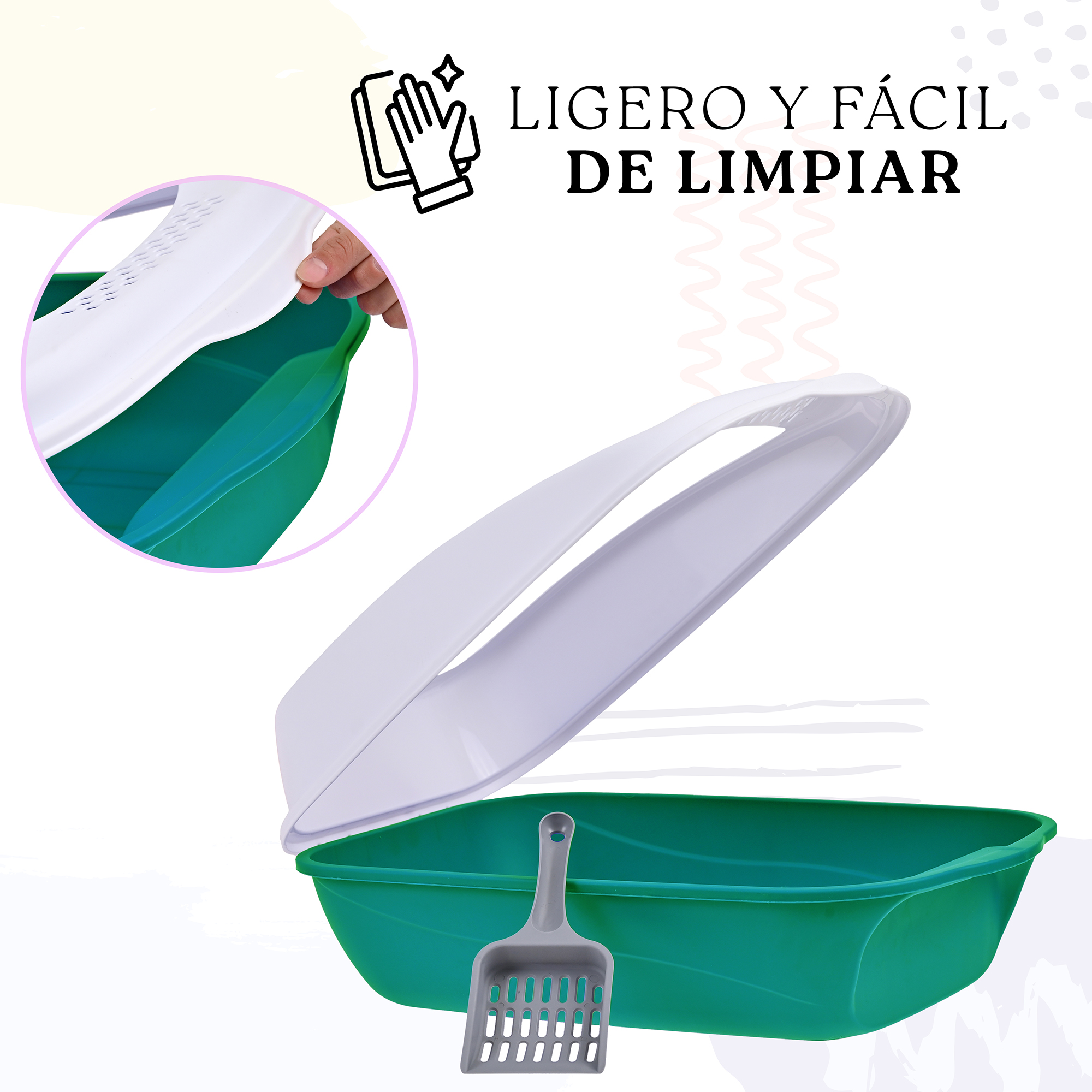 Arenero Para Gato Grande con Bandeja Sanitaria, Abierto, Plegable, Fácil Armado, Materiales De Calidad, Diferentes Colores mod.AL003