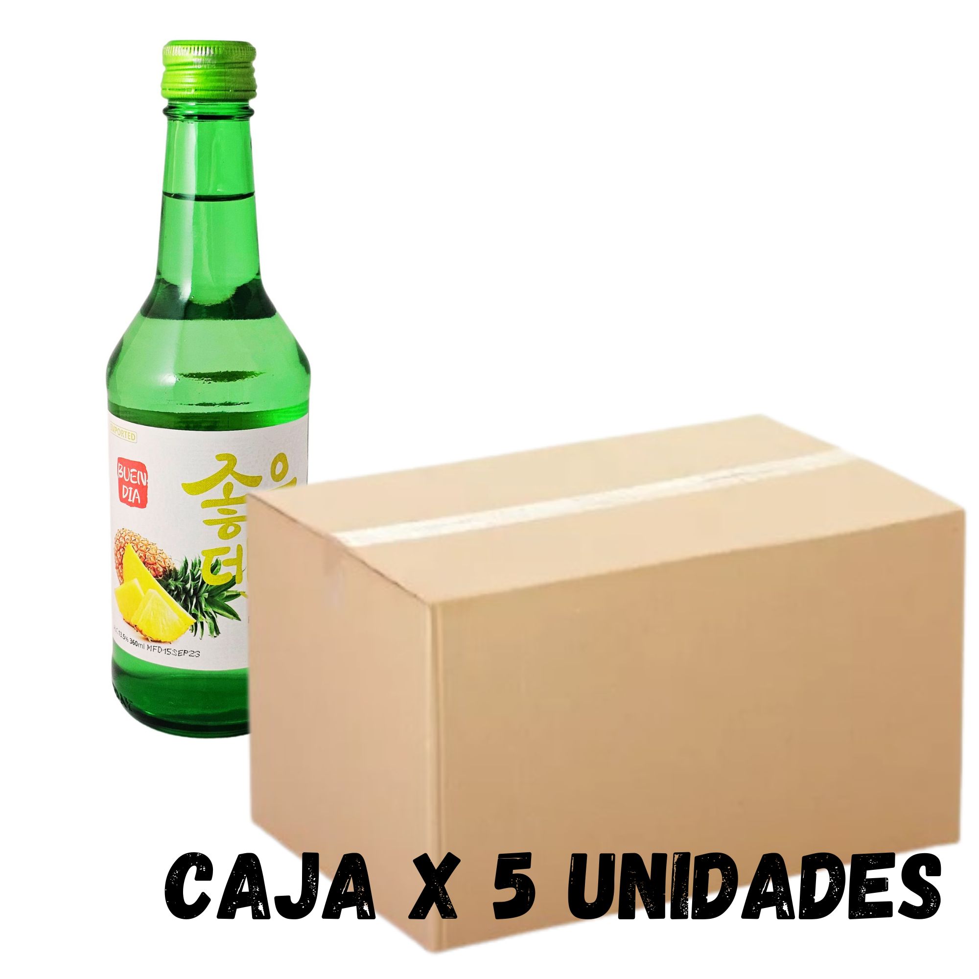 Bebida Coreana Licor Buen Día Sojo Sabor Piña 5 pzs